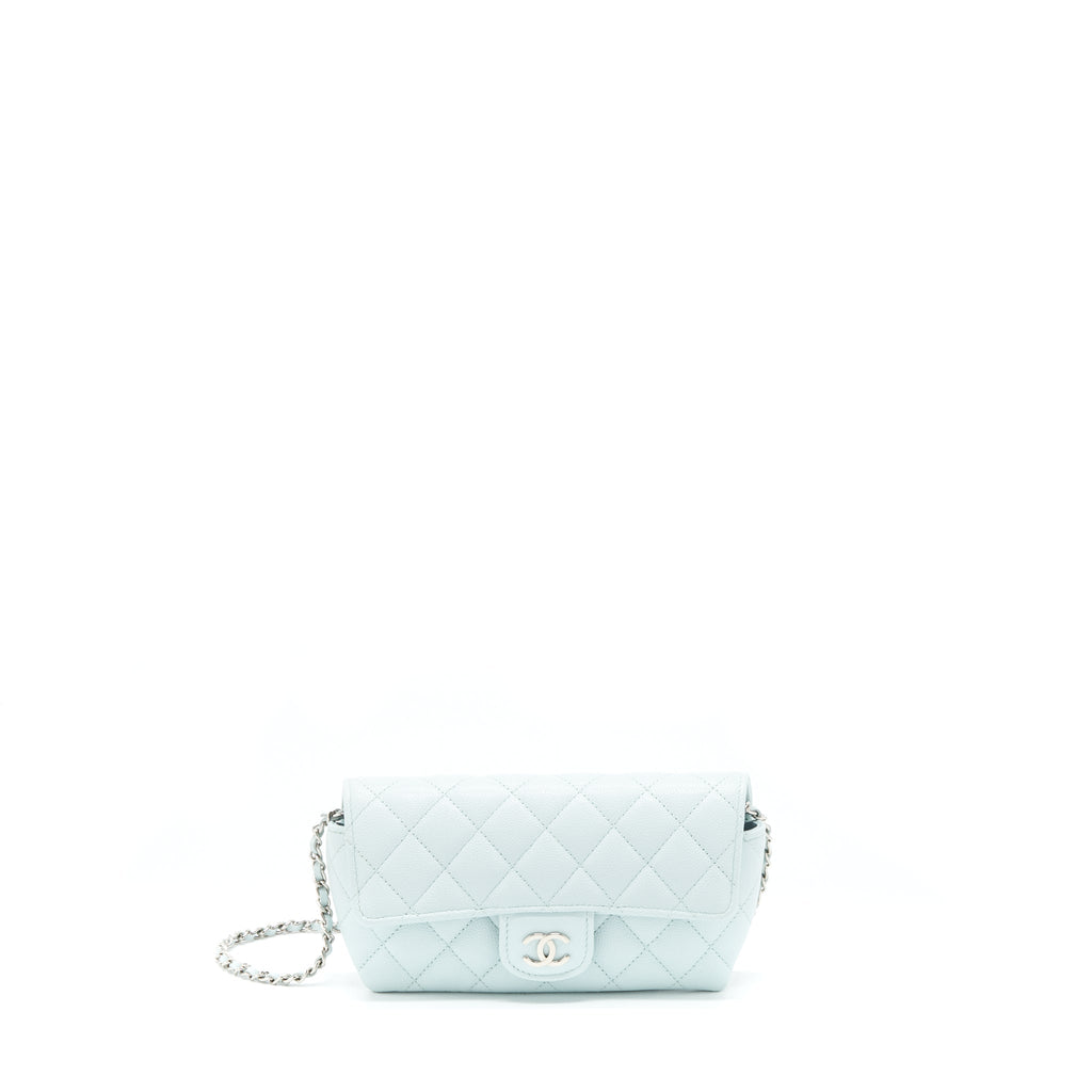 Chanel Glasses Case With Chain Caviar Light Blue