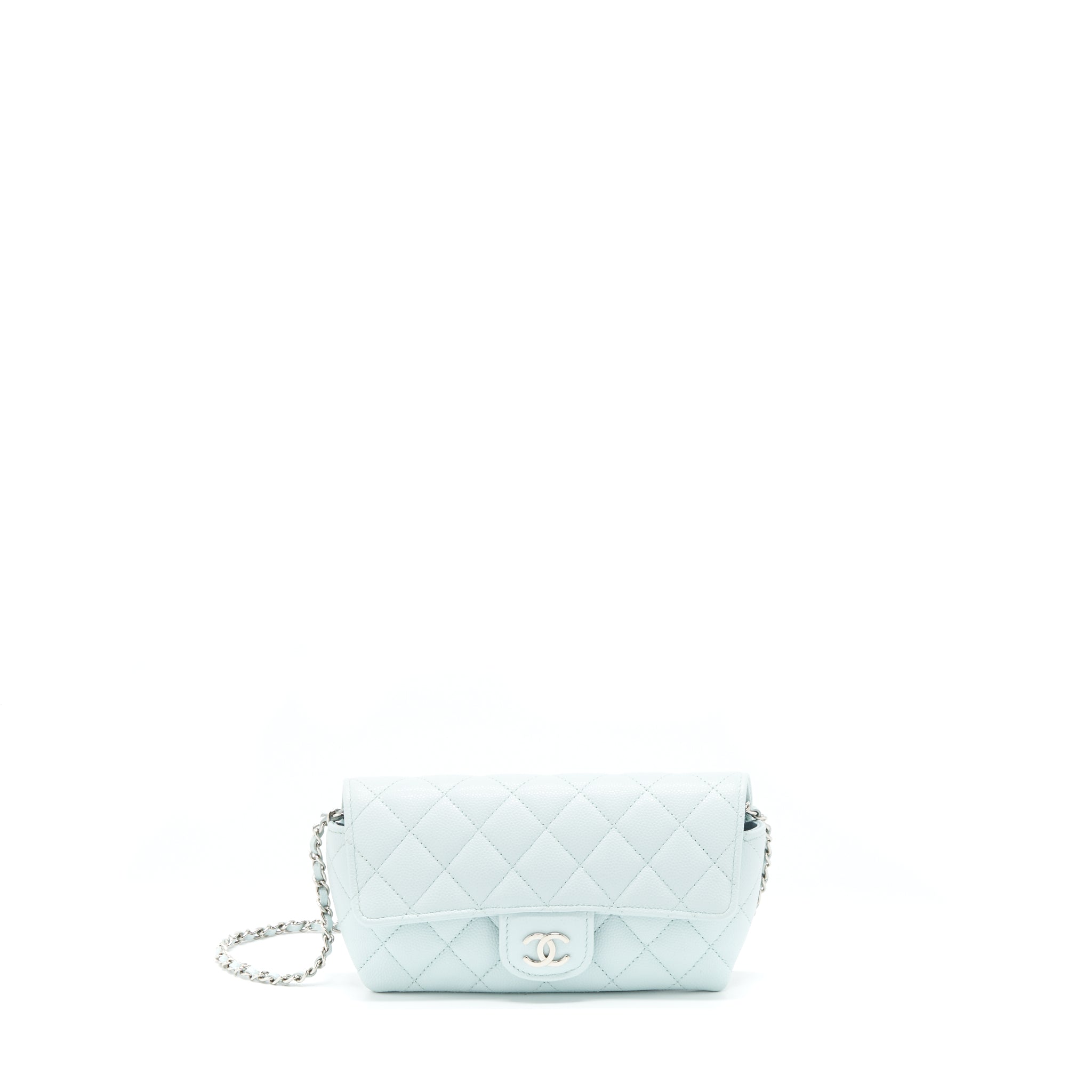 Chanel Glasses Case With Chain Caviar Light Blue