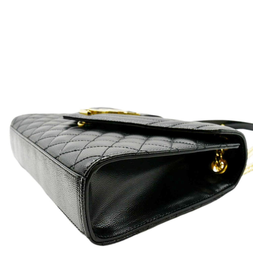 YVES SAINT LAURENT Medium Envelope Leather Chain Shoulder Bag Black
