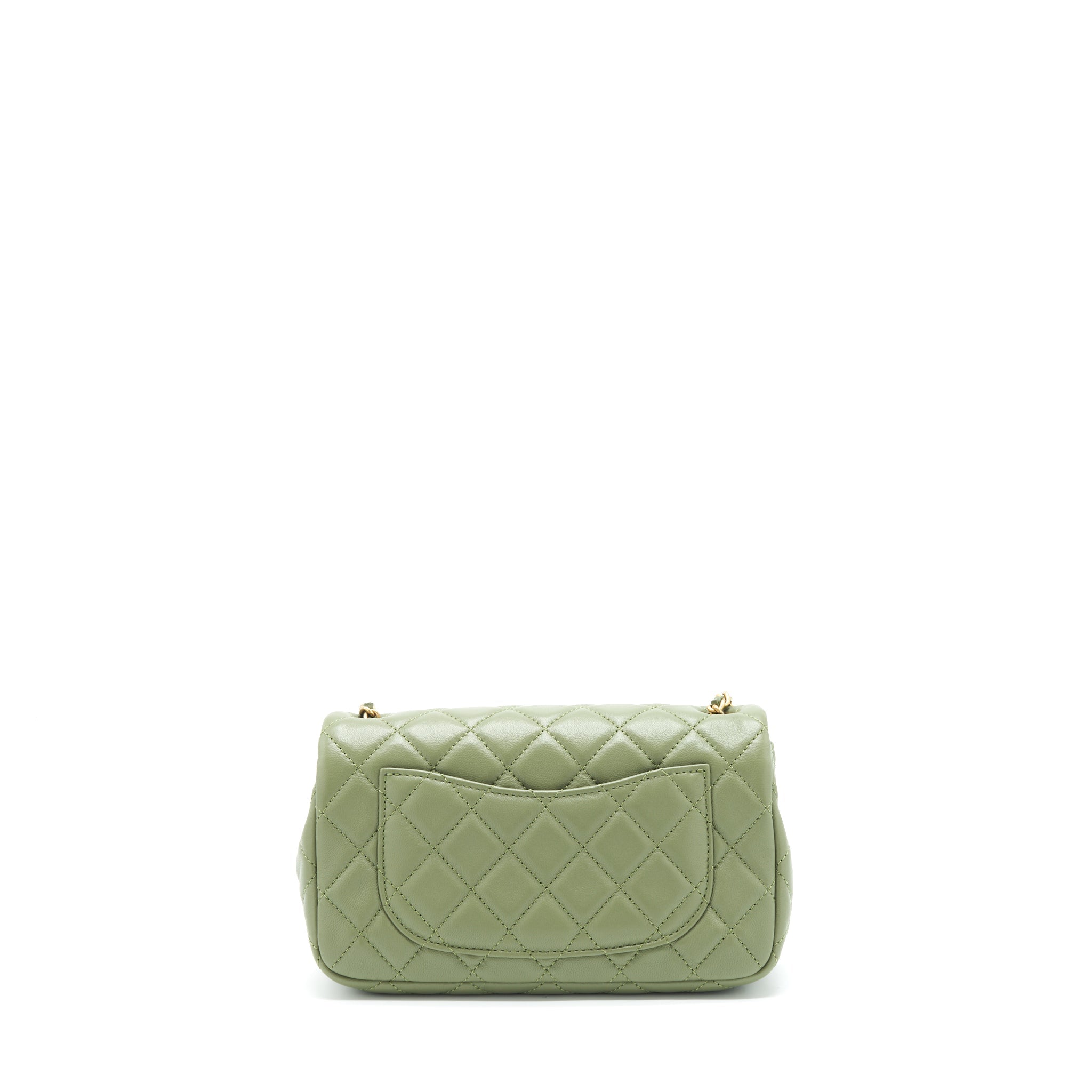 Chanel Pear Crush Mini Rectangular Flap Bag 21B Lambskin Green
