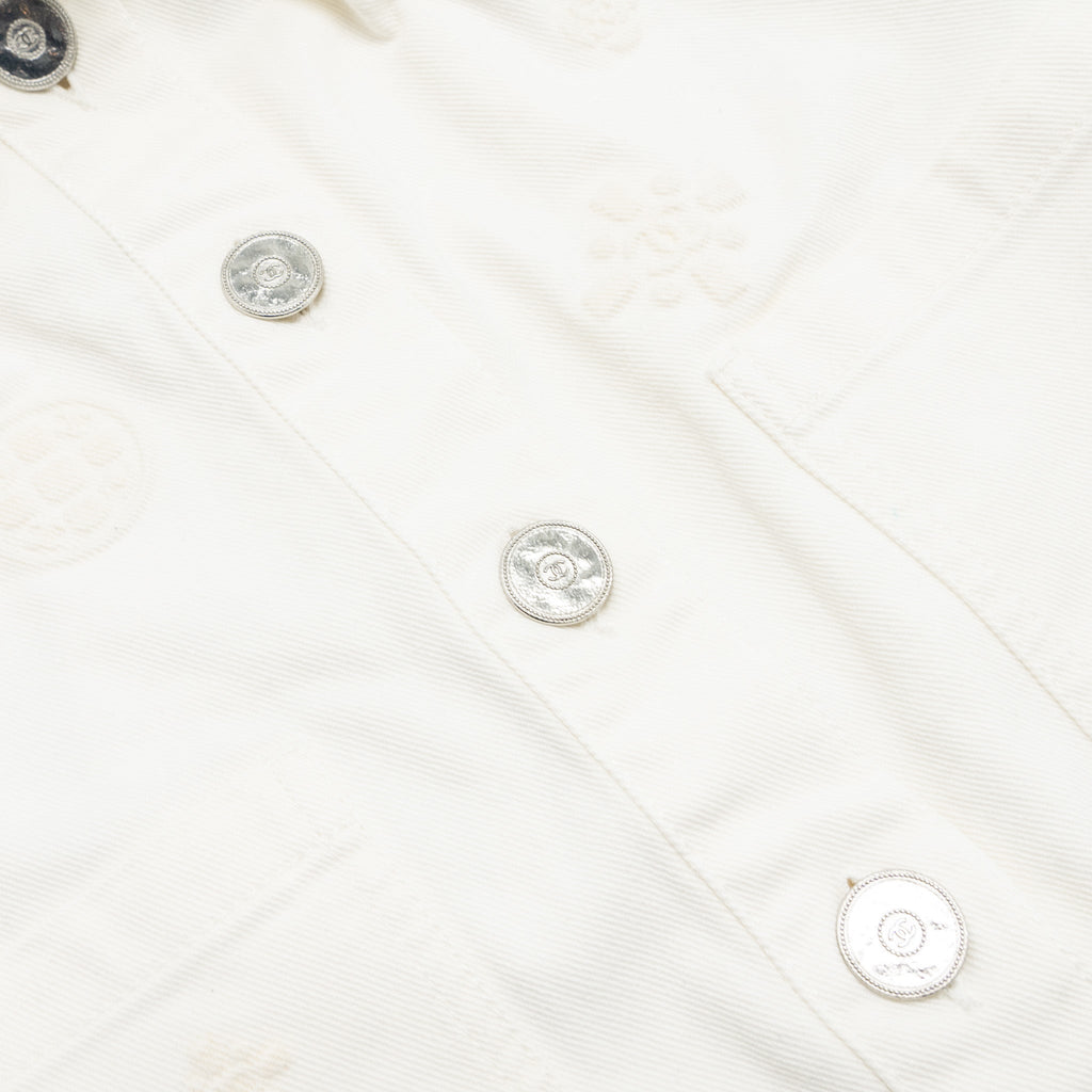 Chanel size 34 21P Camellia Jacket Cotton White