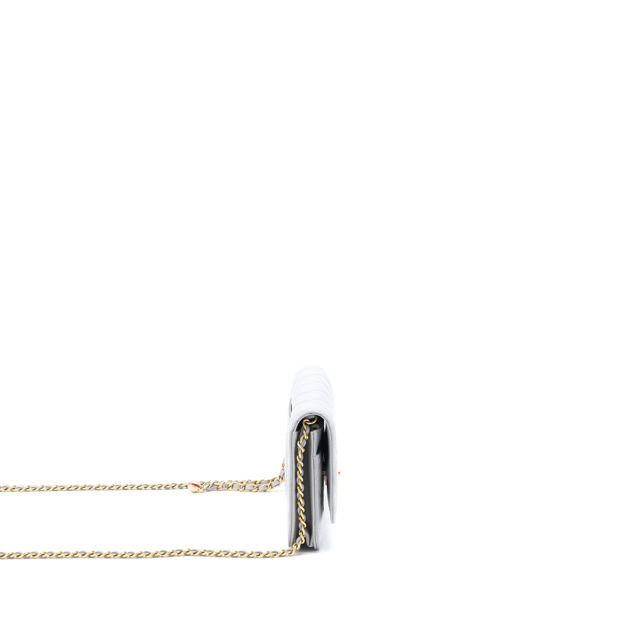 Chanel Pearl Crush Wallet on Chain Lambskin Light Grey  (Microchip)