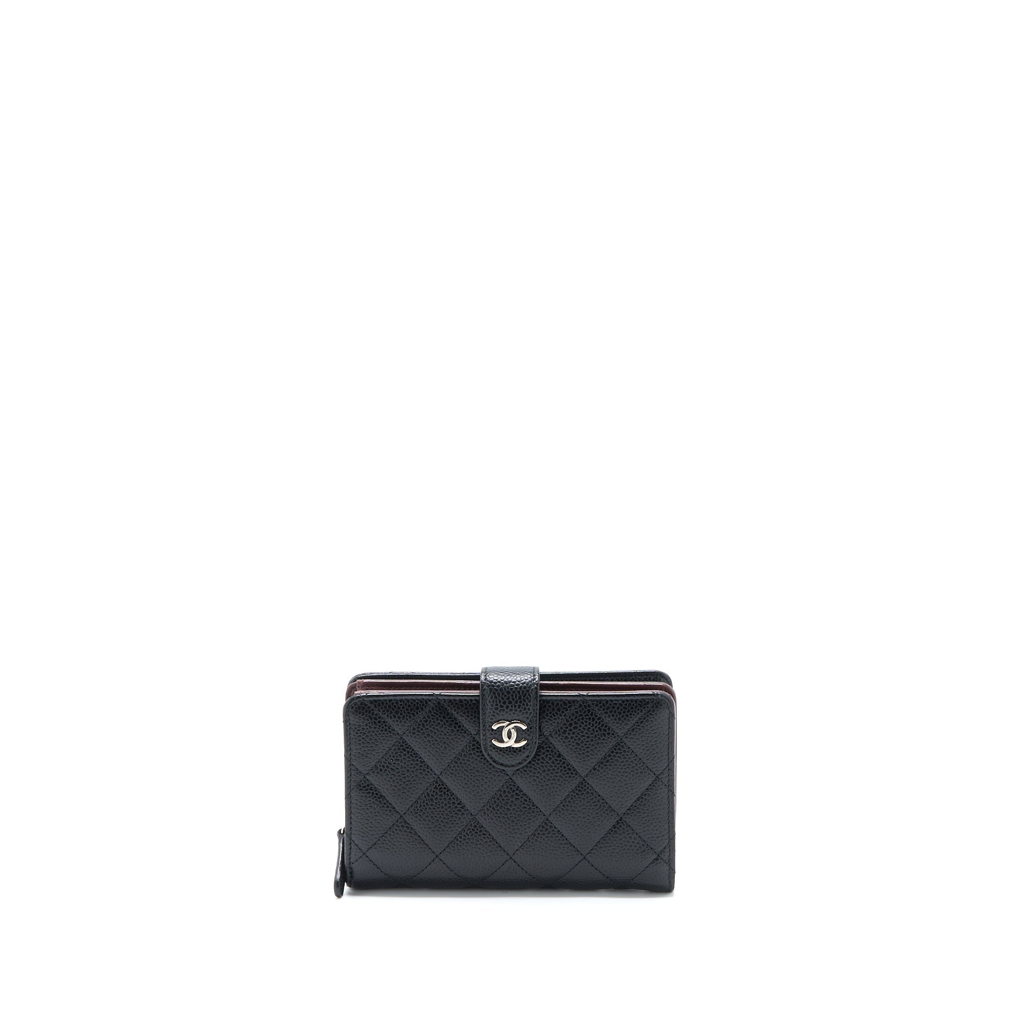 Chanel Compact Zipper Wallet Caviar Black