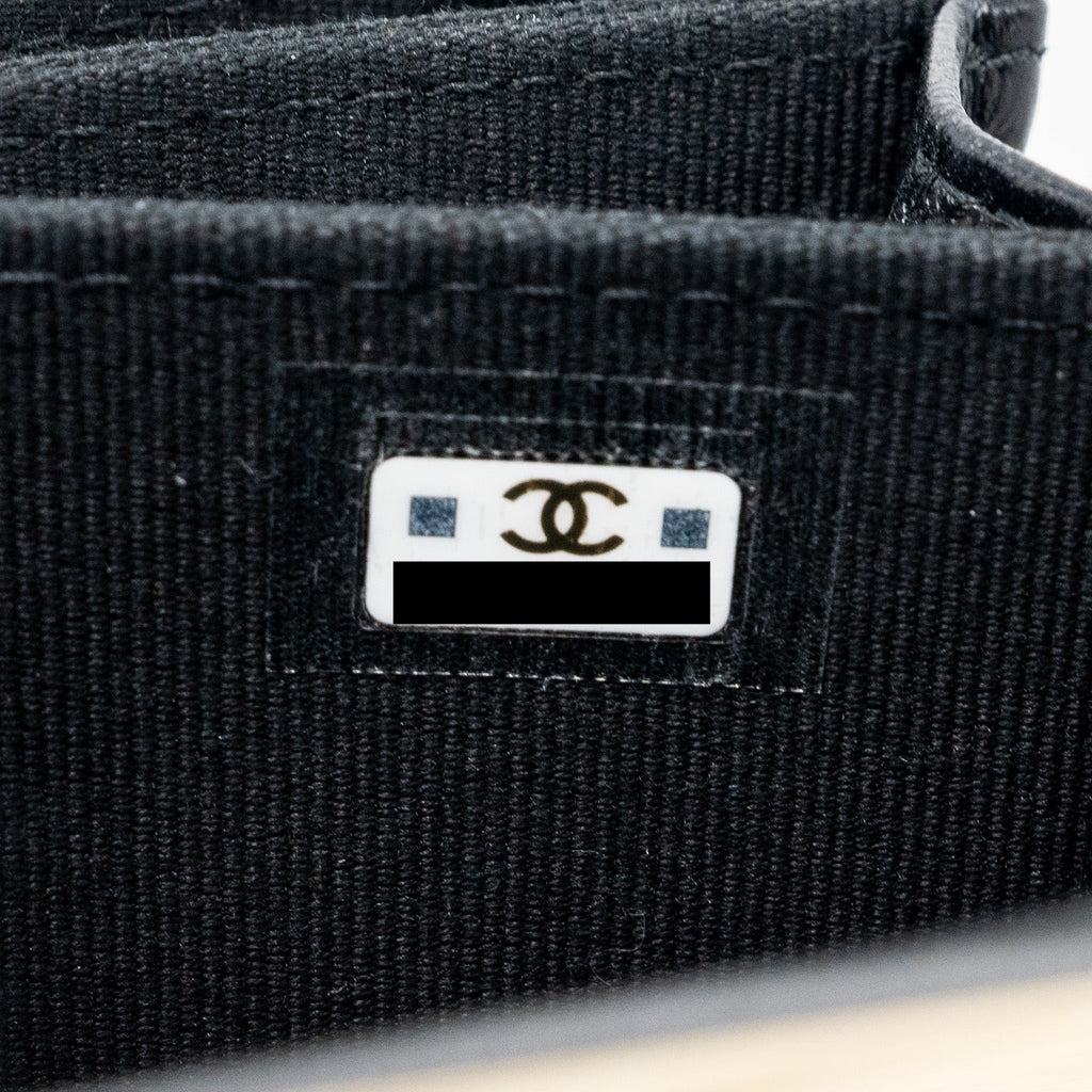 chanel top handle mini flap bag with chain lambskin black L (microchip)