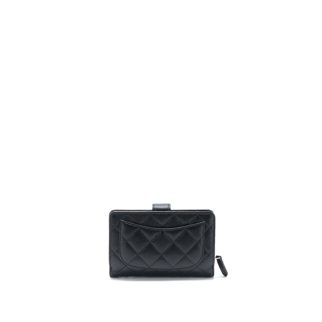 Chanel Compact Zipper Wallet Caviar Black