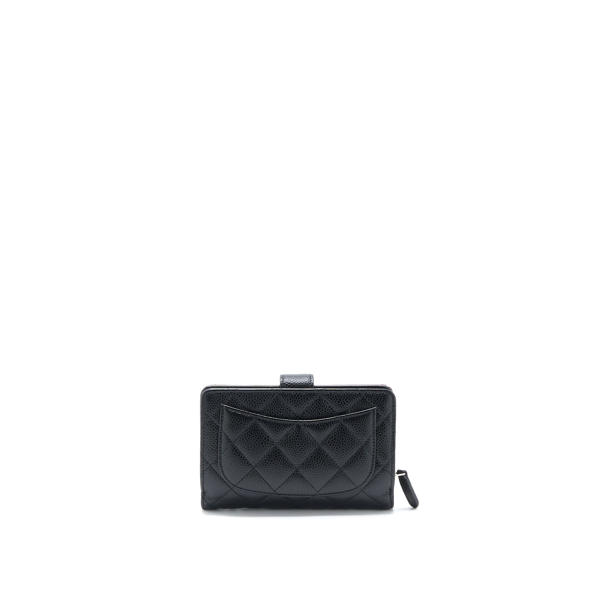 Chanel Compact Zipper Wallet Caviar Black