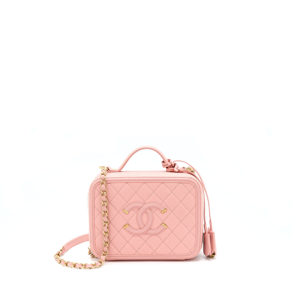 Chanel Filigree Vanity Case Caviar Pink