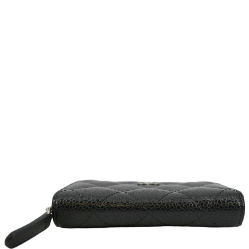 CHANEL Zip Around small Quilted Caviar Leather Wallet Black