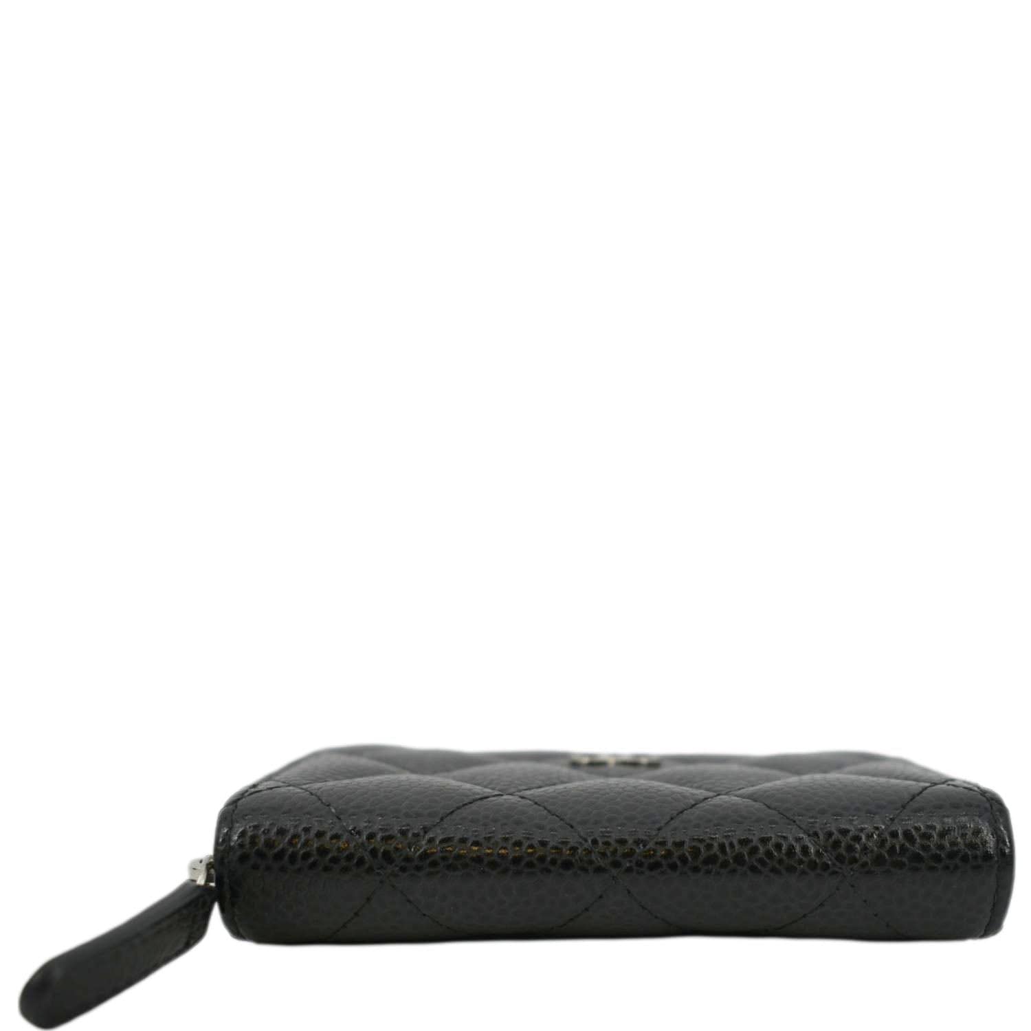 CHANEL Zip Around small Quilted Caviar Leather Wallet Black