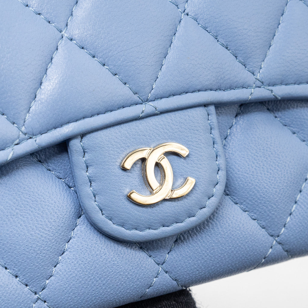 Chanel Classic Flap Card Holder Lambskin Light Blue L