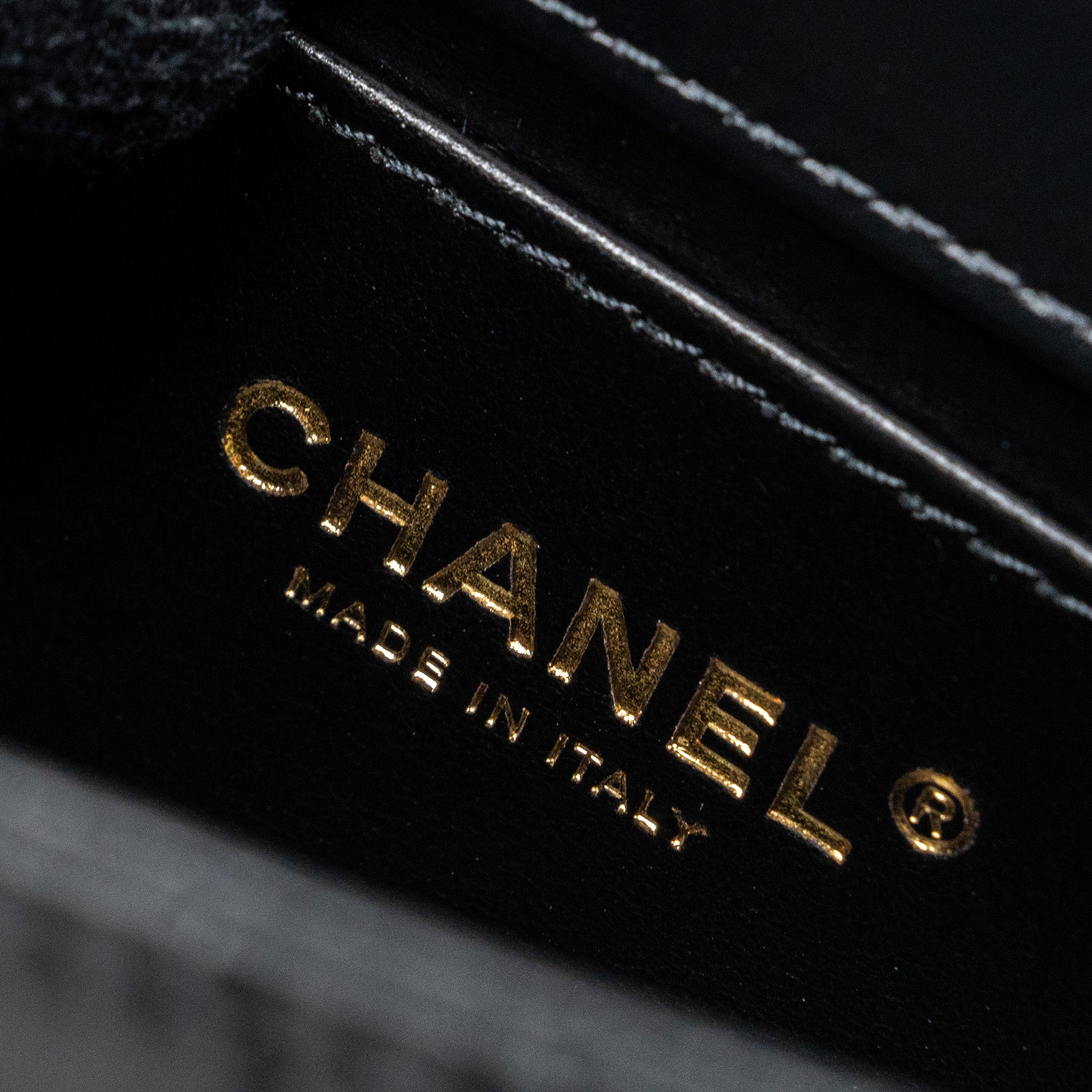 Chanel 24C gold crush mini flap bag calfskin black  (microchip)