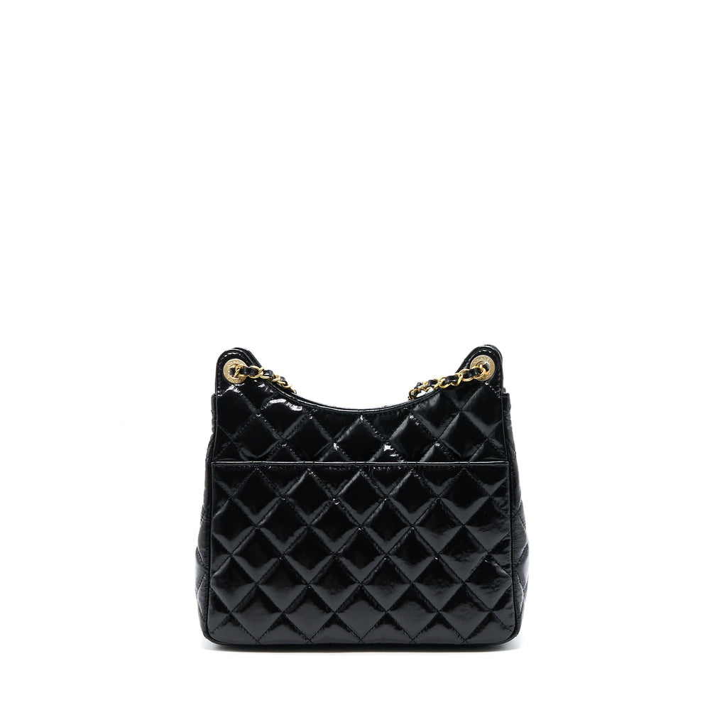 Chanel 23C Hobo Bag Shiny Calfskin Black Brushed (Microchip)