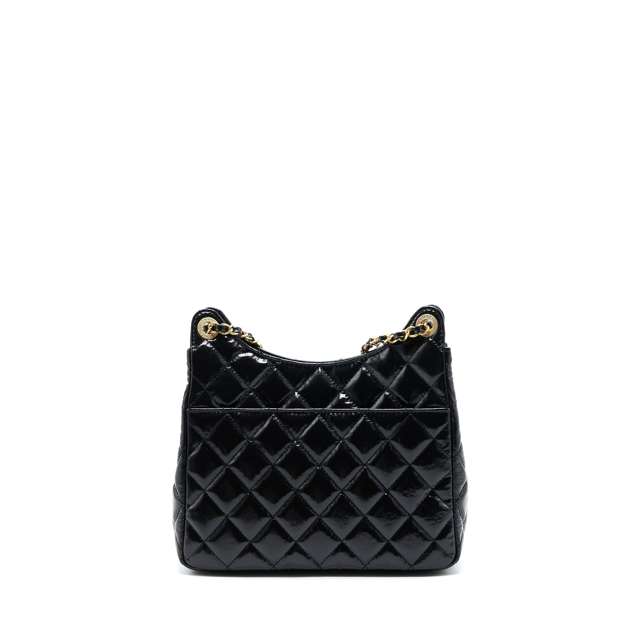 Chanel 23C Hobo Bag Shiny Calfskin Black Brushed (Microchip)