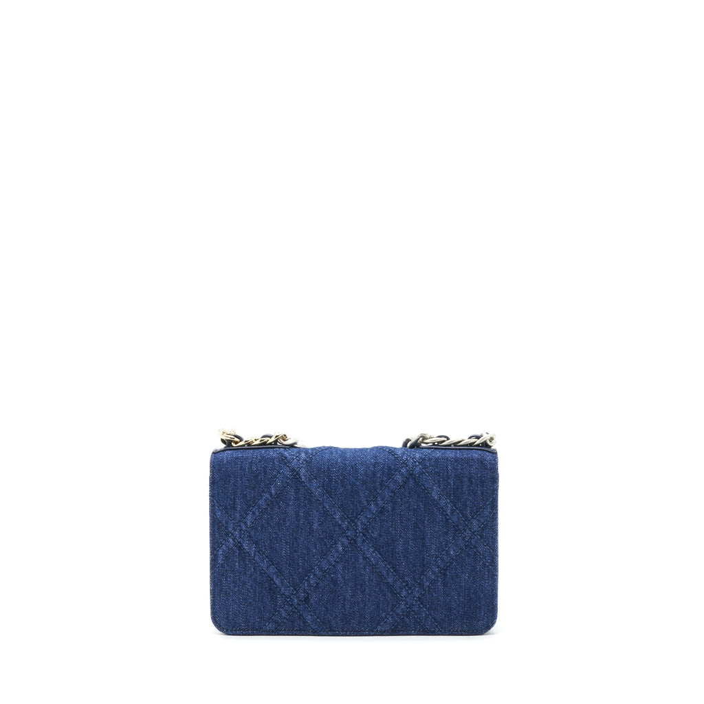 Chanel 22P Denim 19 Wallet On Chain Multicolour Hardware