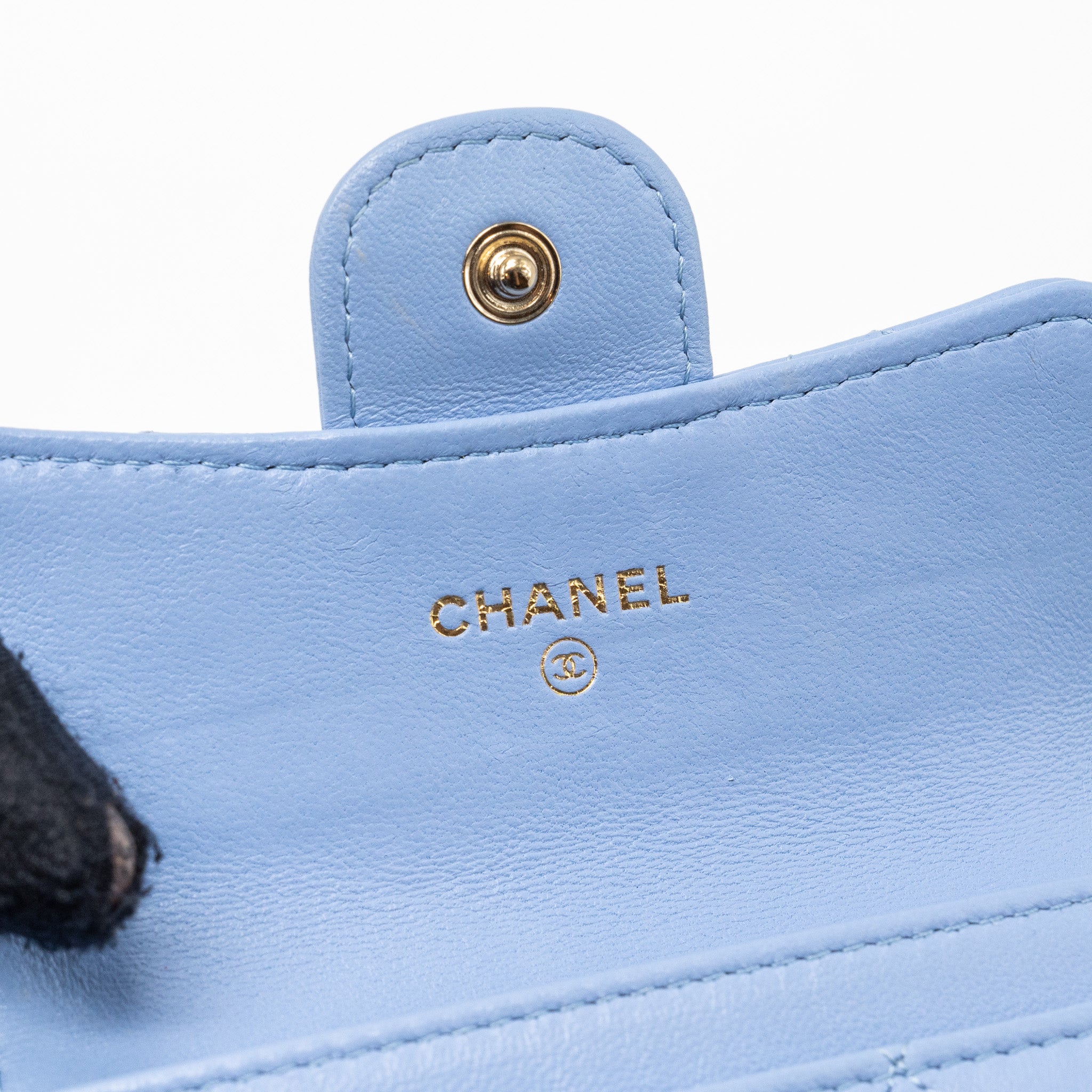 Chanel Classic Flap Card Holder Lambskin Light Blue L