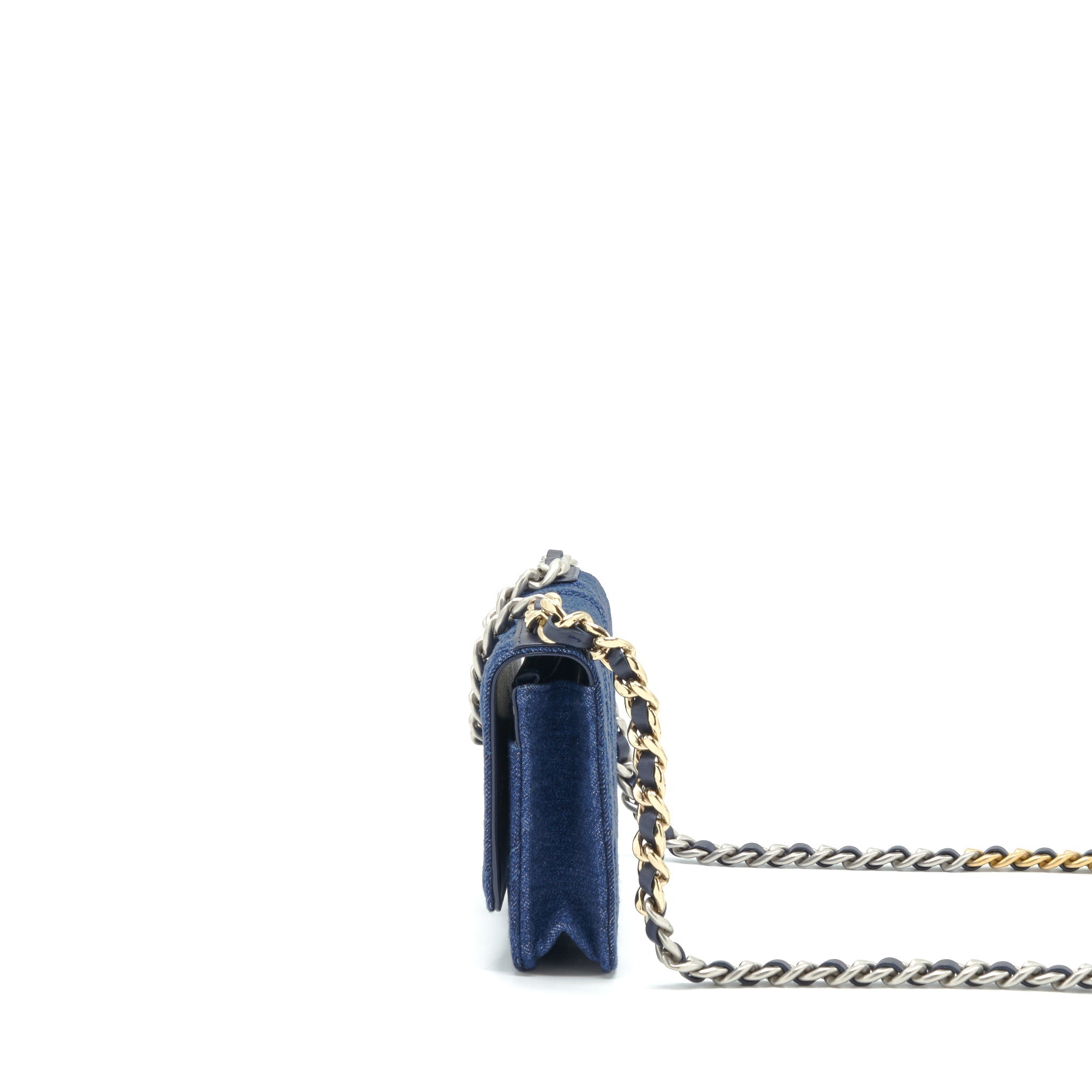 Chanel 22P Denim 19 Wallet On Chain Multicolour Hardware