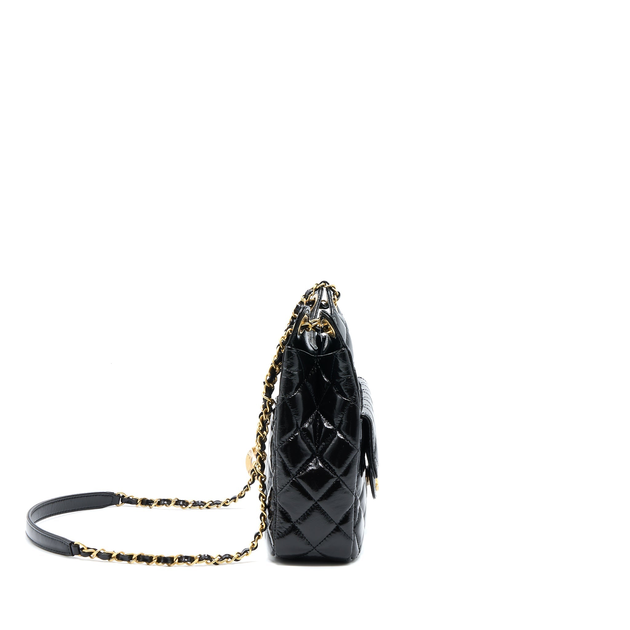 Chanel 23C Hobo Bag Shiny Calfskin Black Brushed (Microchip)