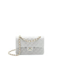 Chanel 21A Small Classic Double Flap Bag Caviar NC634 Light Grey L