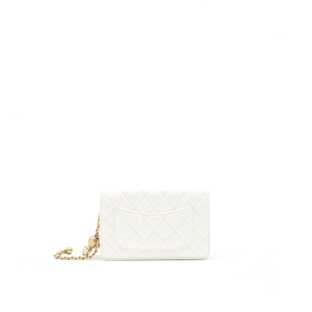 Chanel Pearl Crush Wallet On Chain Lambskin White