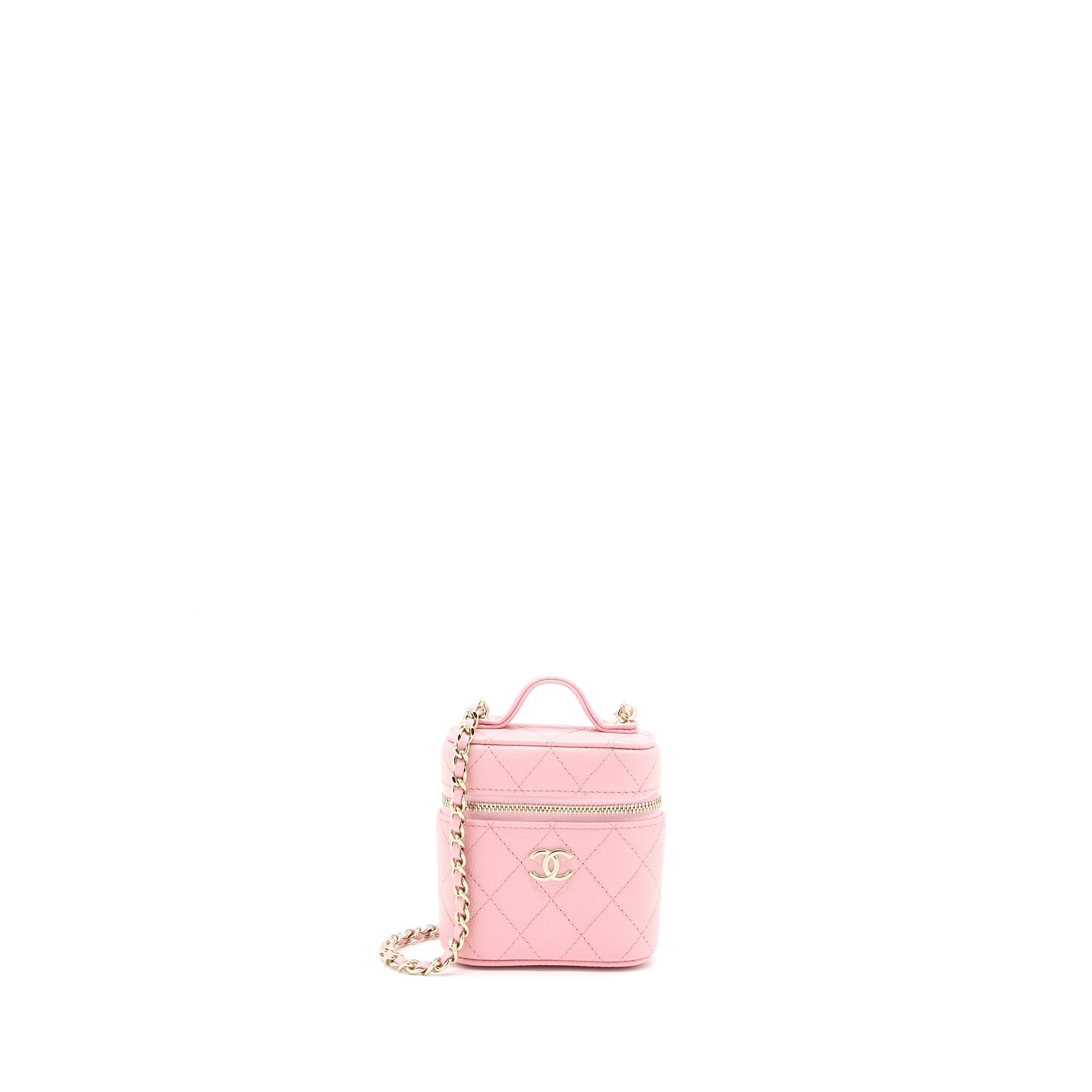 Chanel Mini Top Handle Vanity Case Caviar Pink L