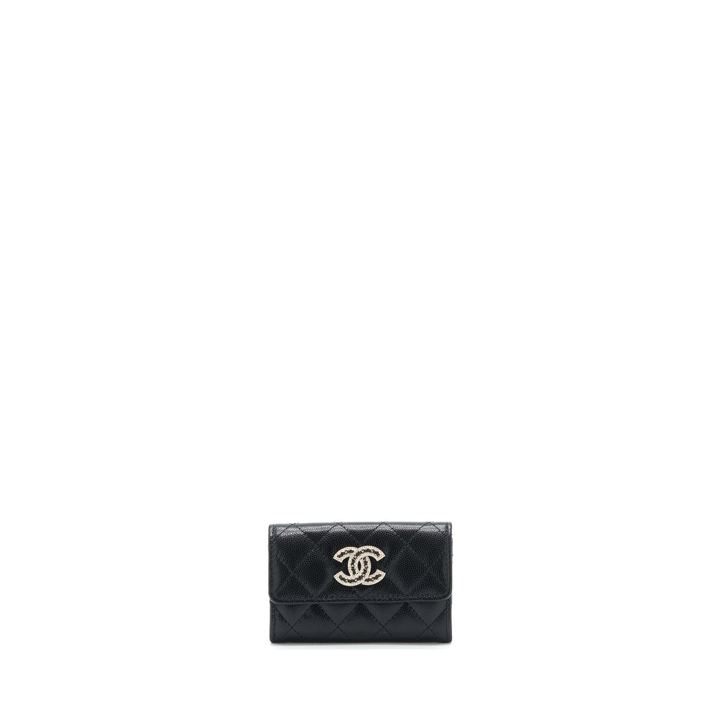 Chanel 22S Detailed Logo Mini Flap Card Holder Caviar Black L