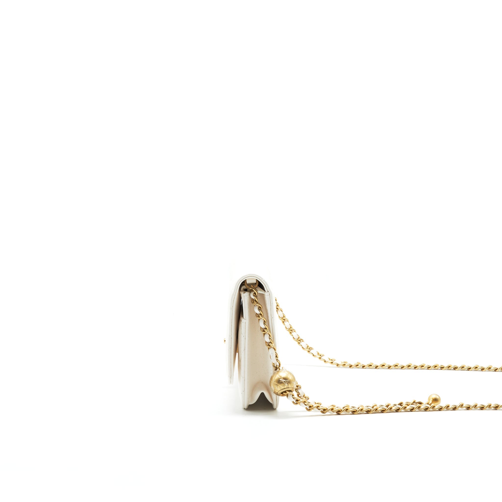 Chanel Pearl Crush Wallet On Chain Lambskin White