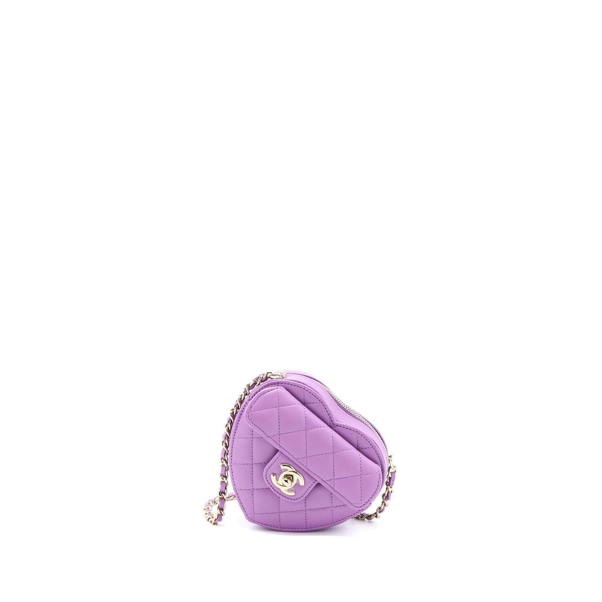Chanel Small Heart Bag Lambskin Purple L