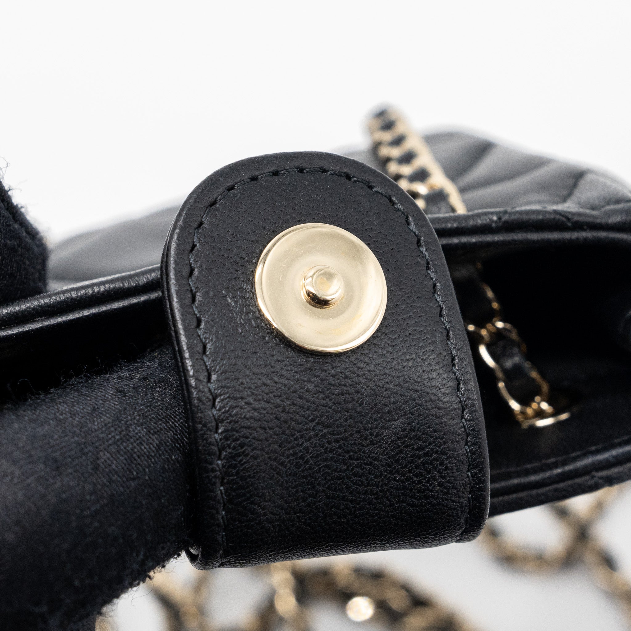 Chanel quilted super mini tote with chain lambskin black L