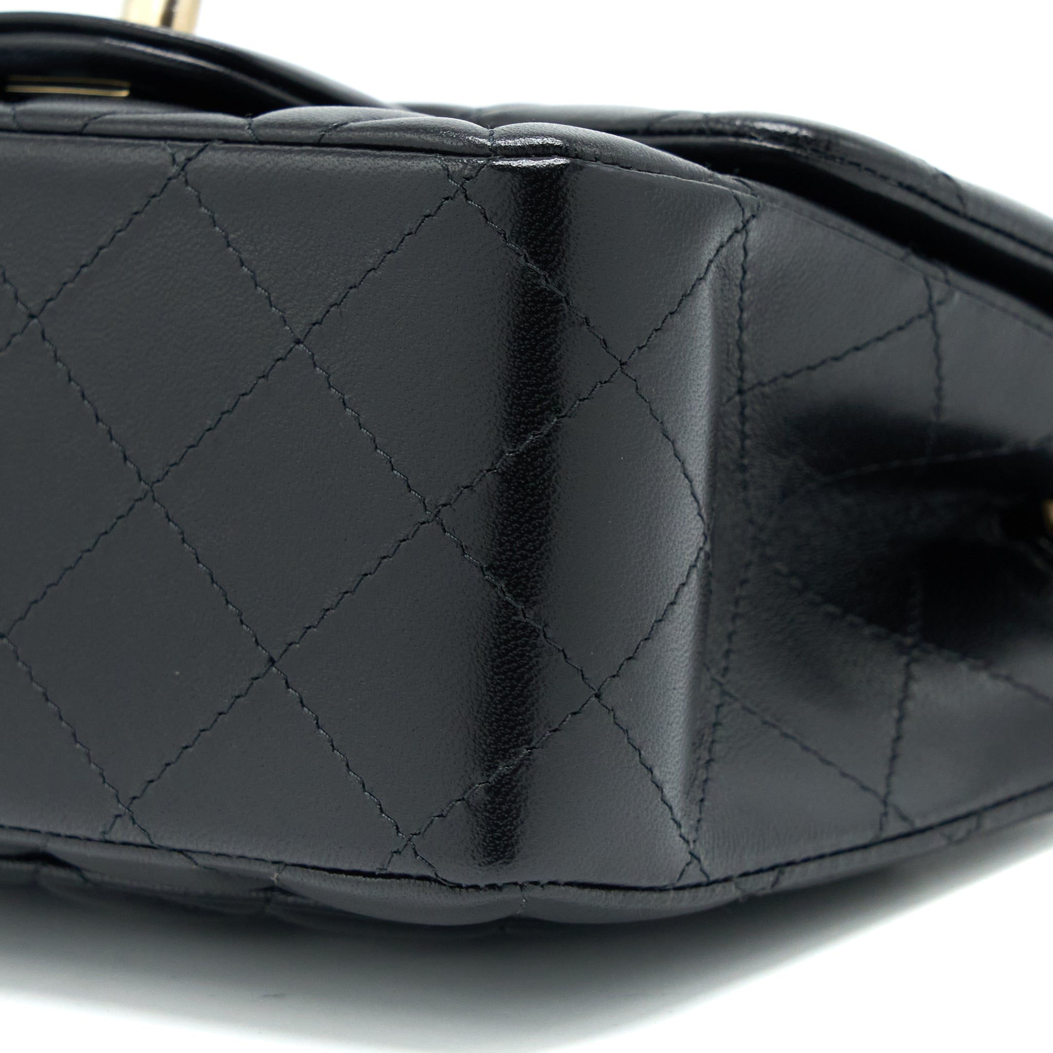 Chanel Classic Mini Square Flap Bag Lambskin Black L (Microchip)