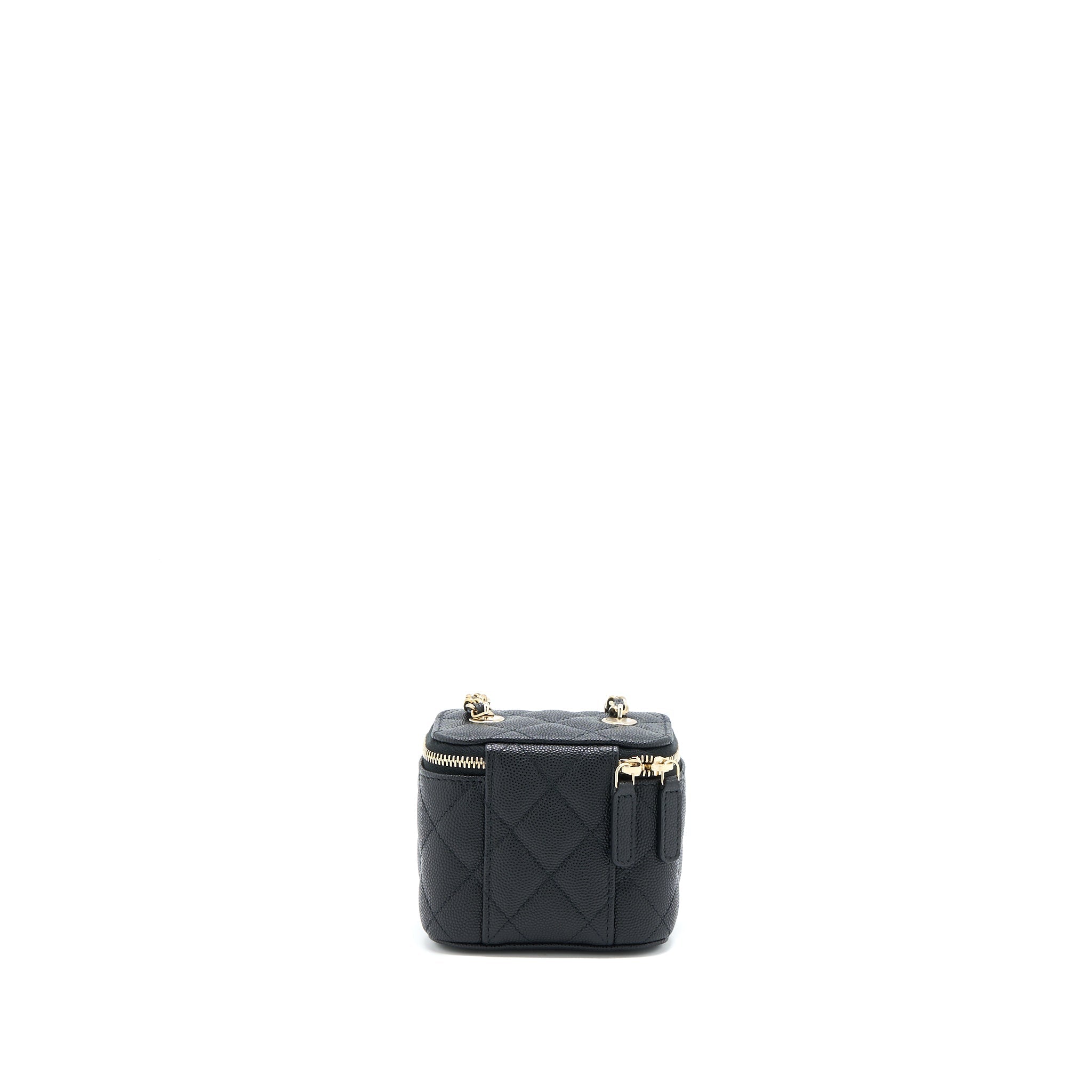 Chanel 23C Mini Vanity With Chain Caviar Black L