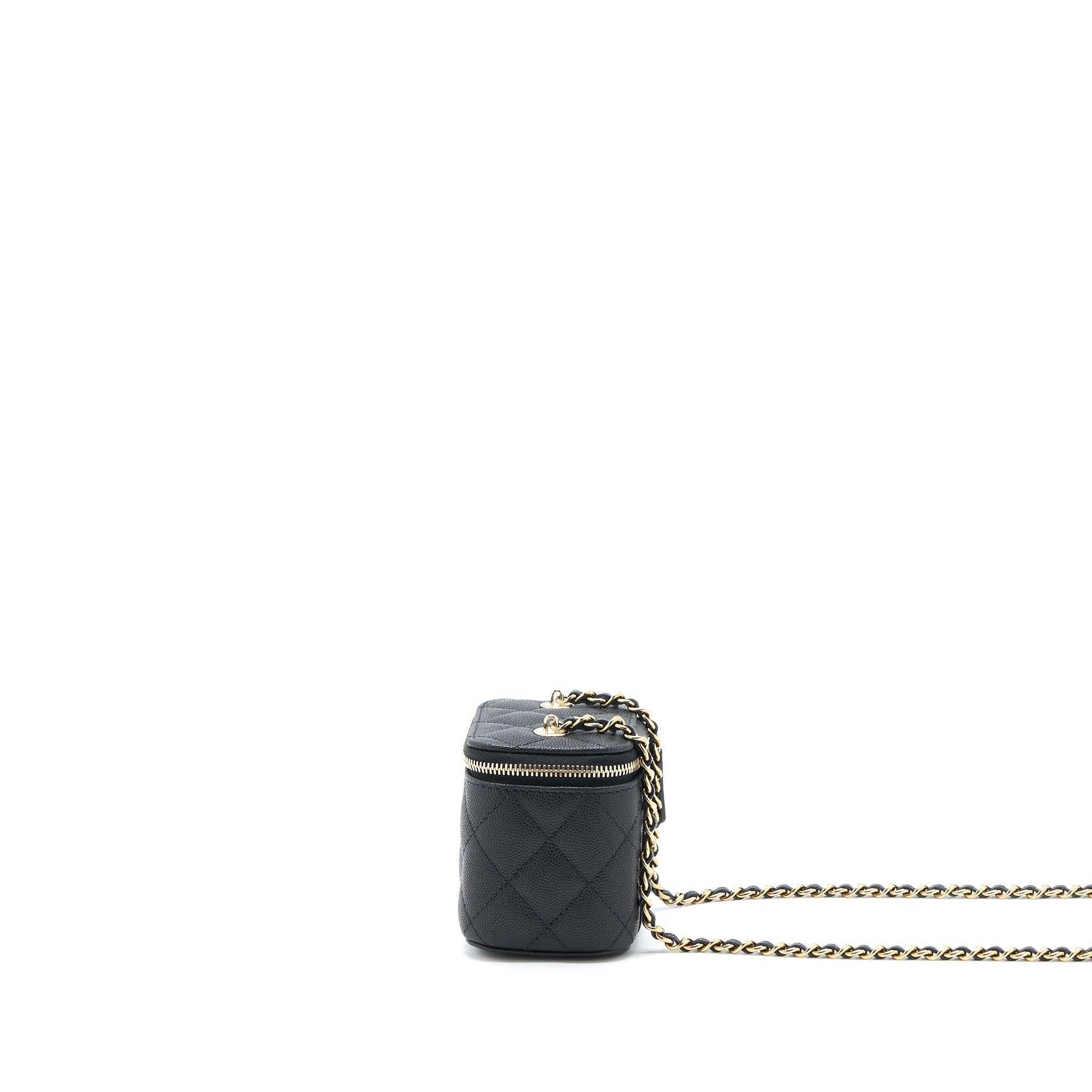 Chanel 23C Mini Vanity With Chain Caviar Black L