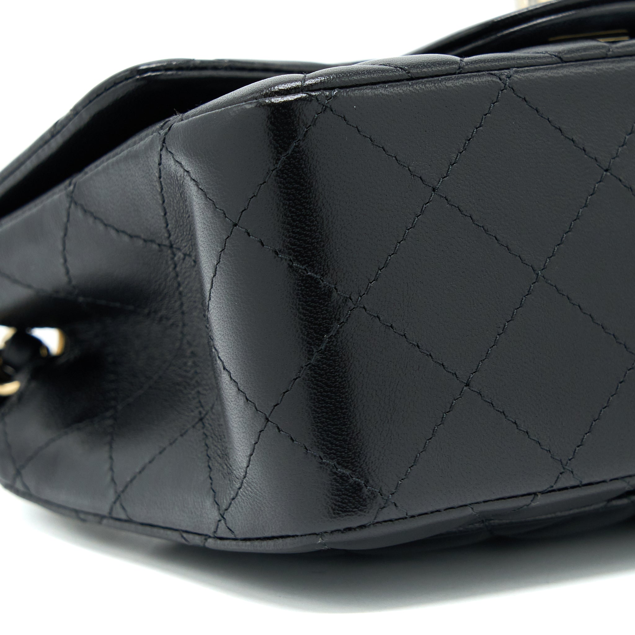 Chanel Classic Mini Square Flap Bag Lambskin Black L (Microchip)