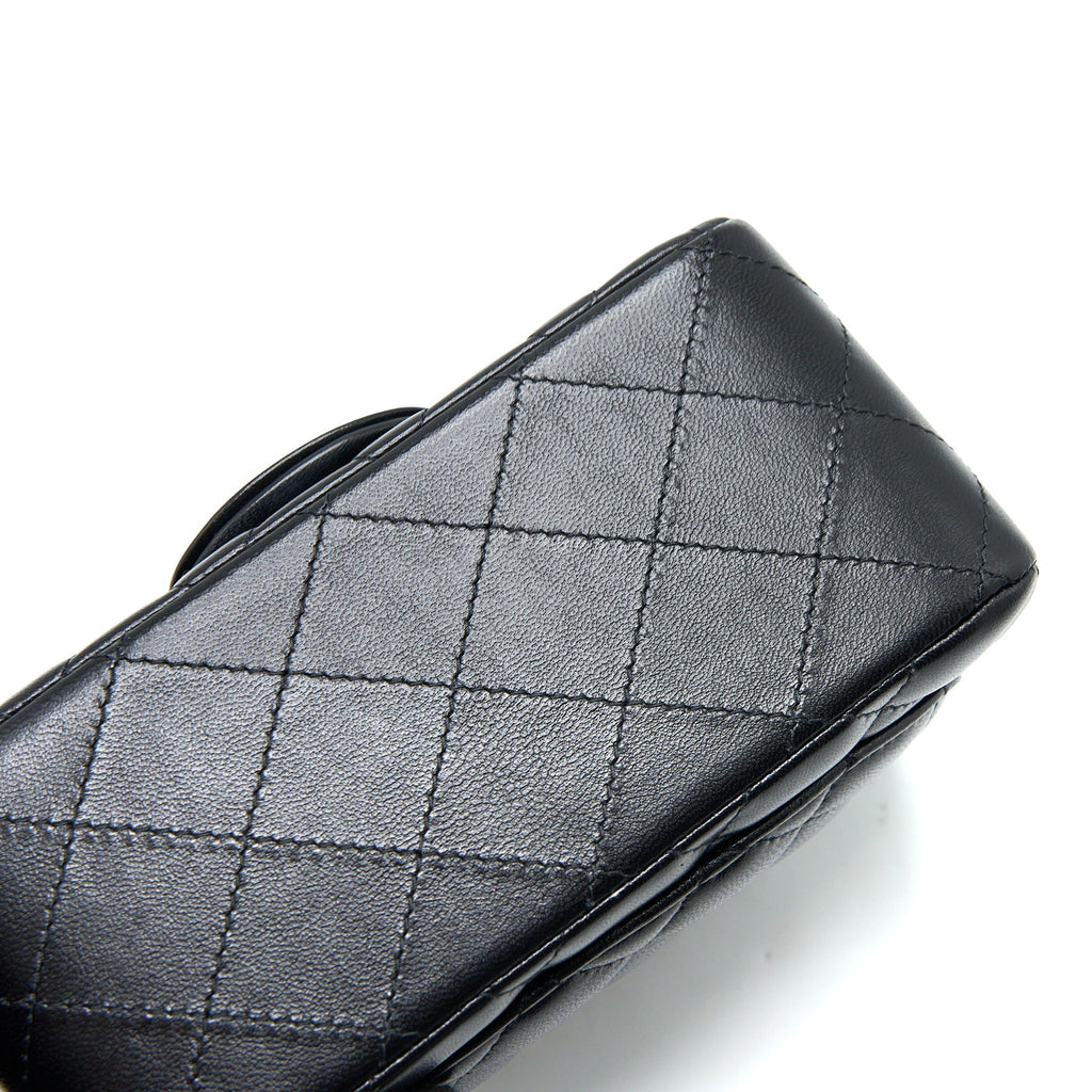 Chanel Classic Mini Square Flap Bag Lambskin Black L (Microchip)