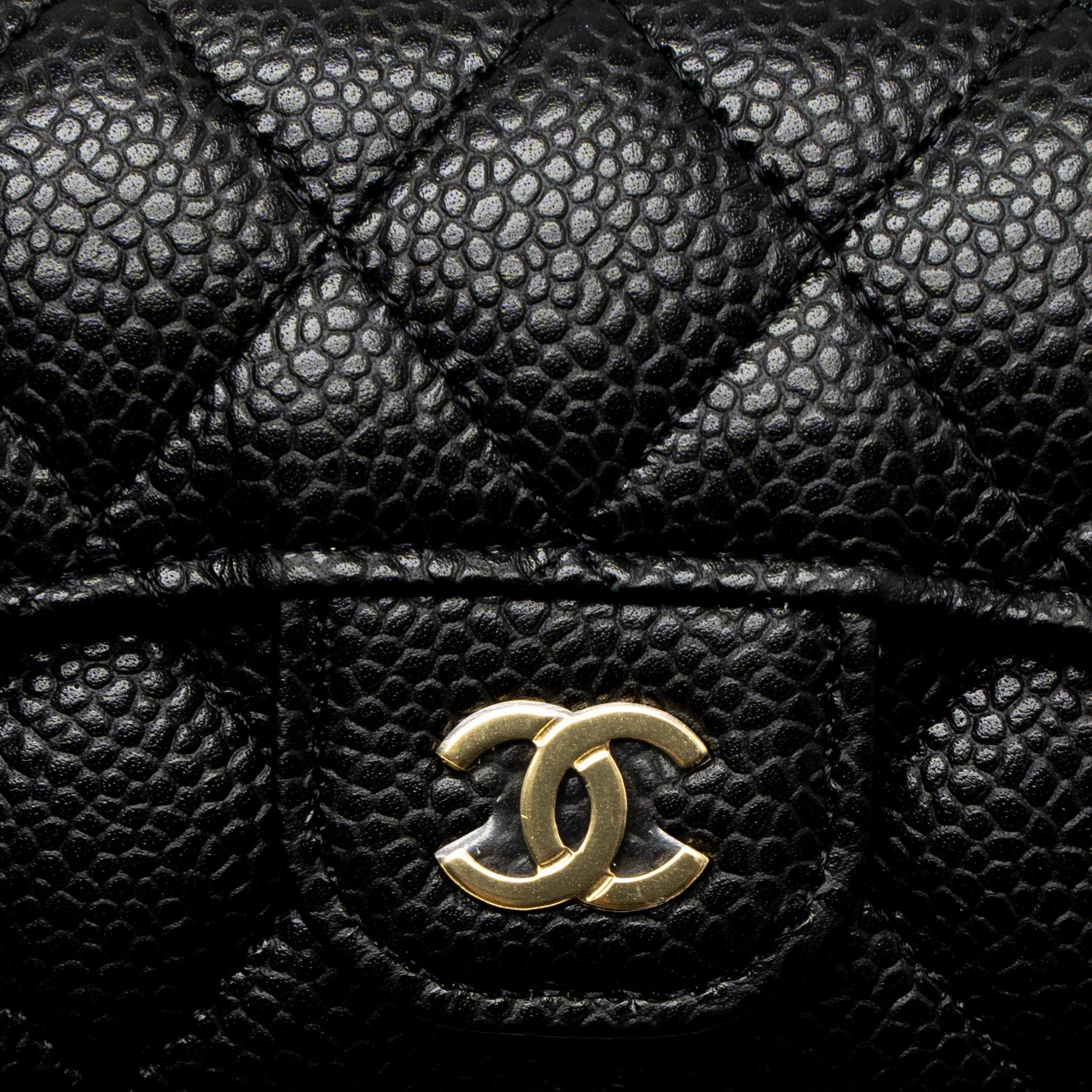 Chanel Classic Flap Card Holder Caviar Black  (Microchip)
