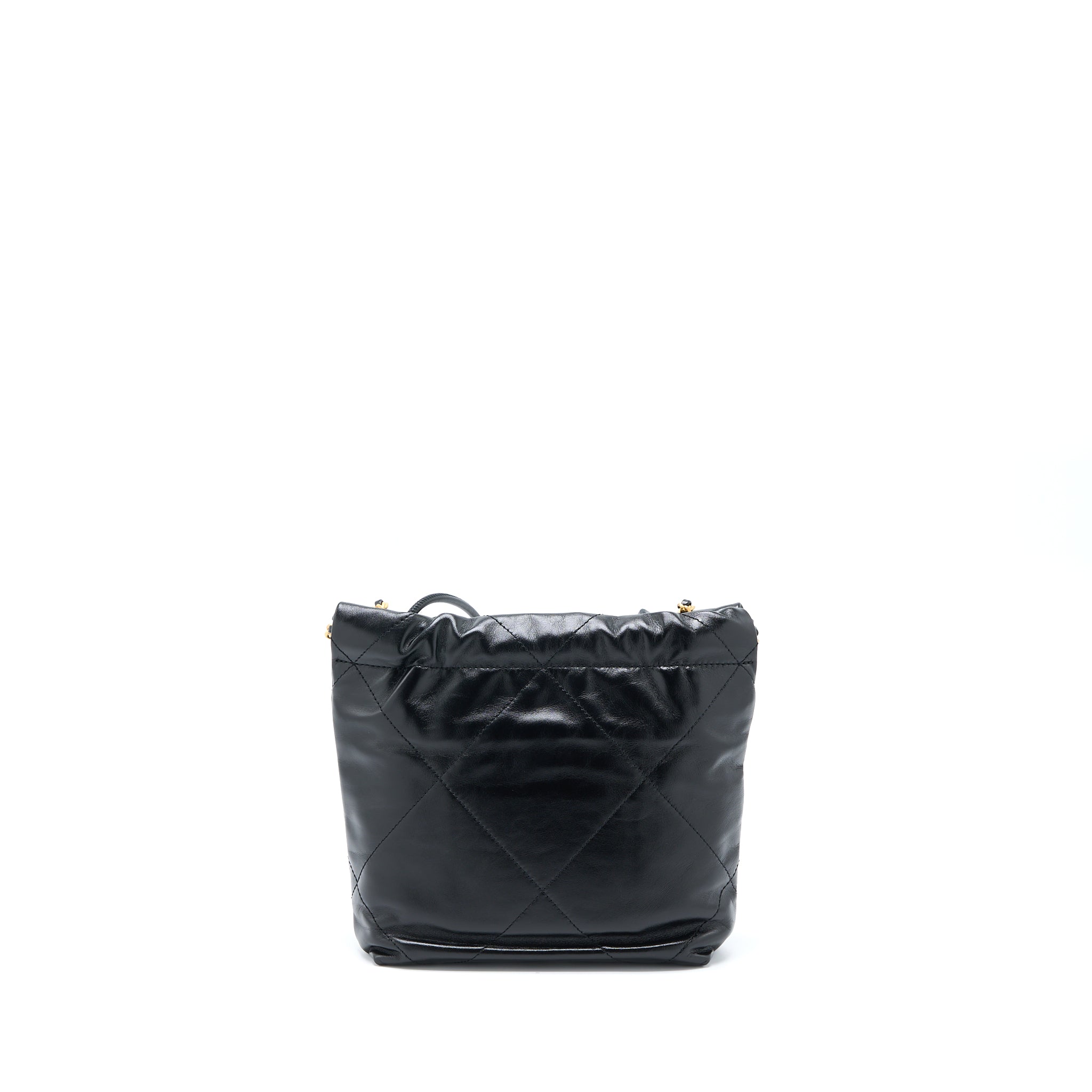 Chanel Mini 22 Bag Shiny Calfskin Black Brushed  (Microchip)