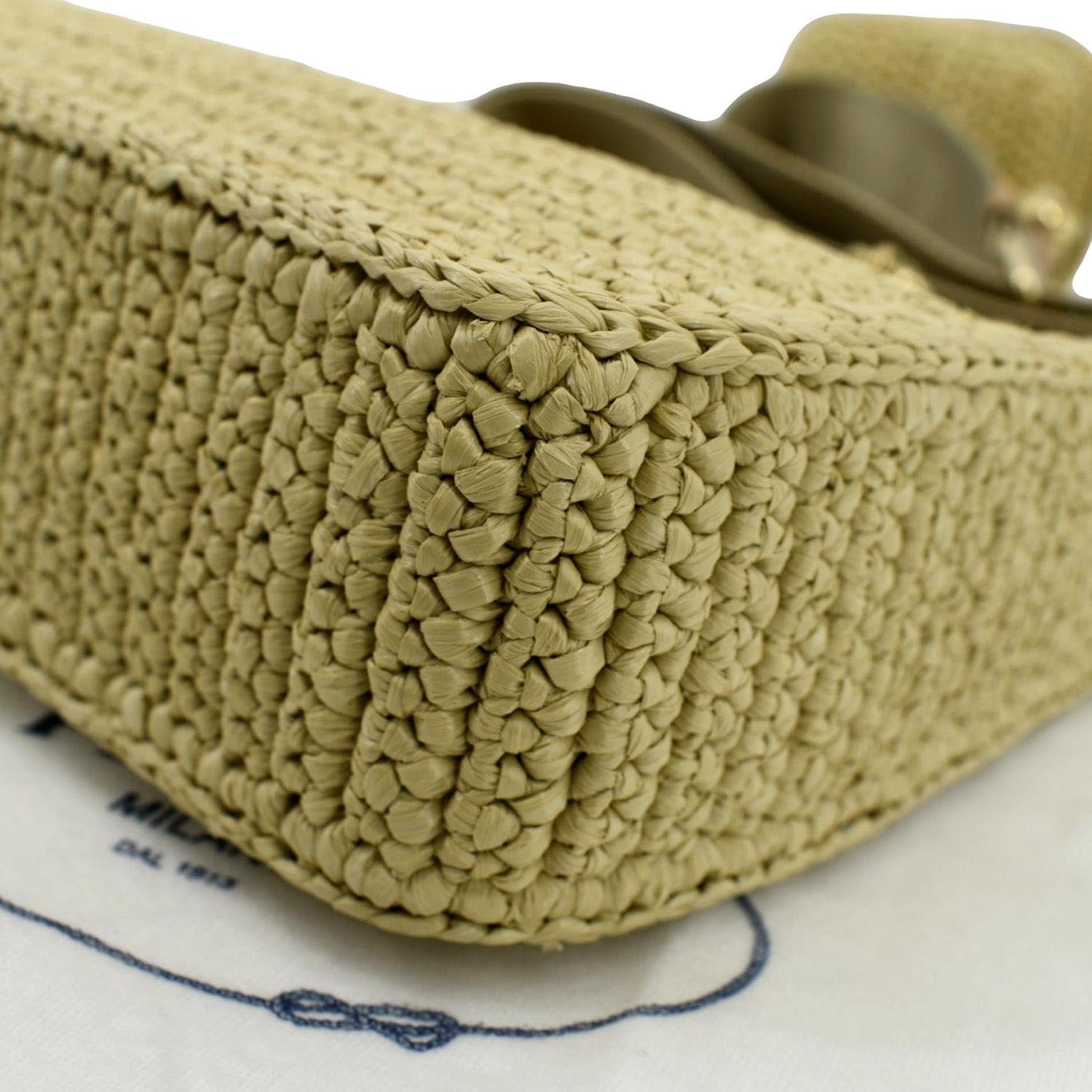 PRADA Re-Edition 2005 Raffia Shoulder Bag Beige