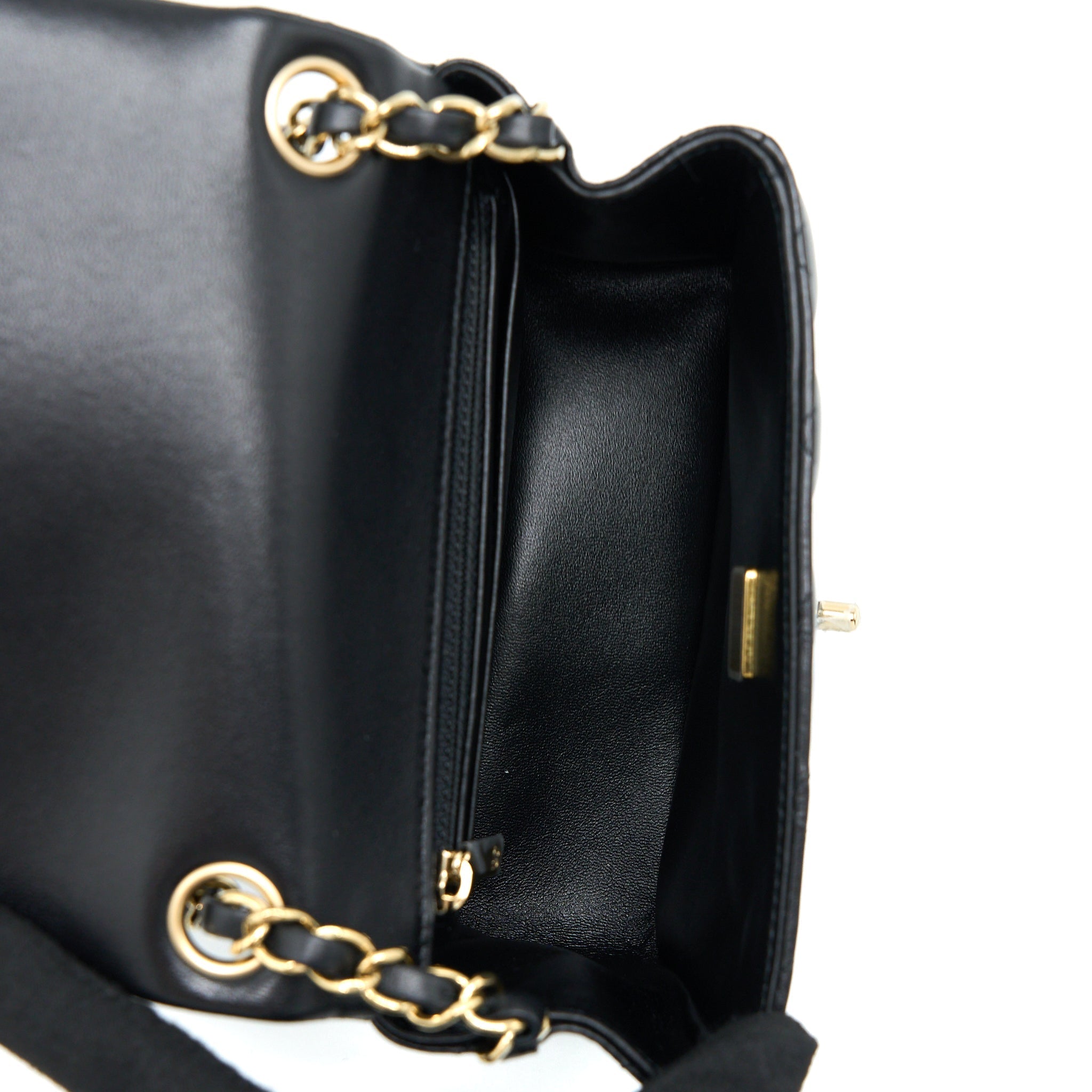 Chanel Classic Mini Square Flap Bag Lambskin Black L (Microchip)