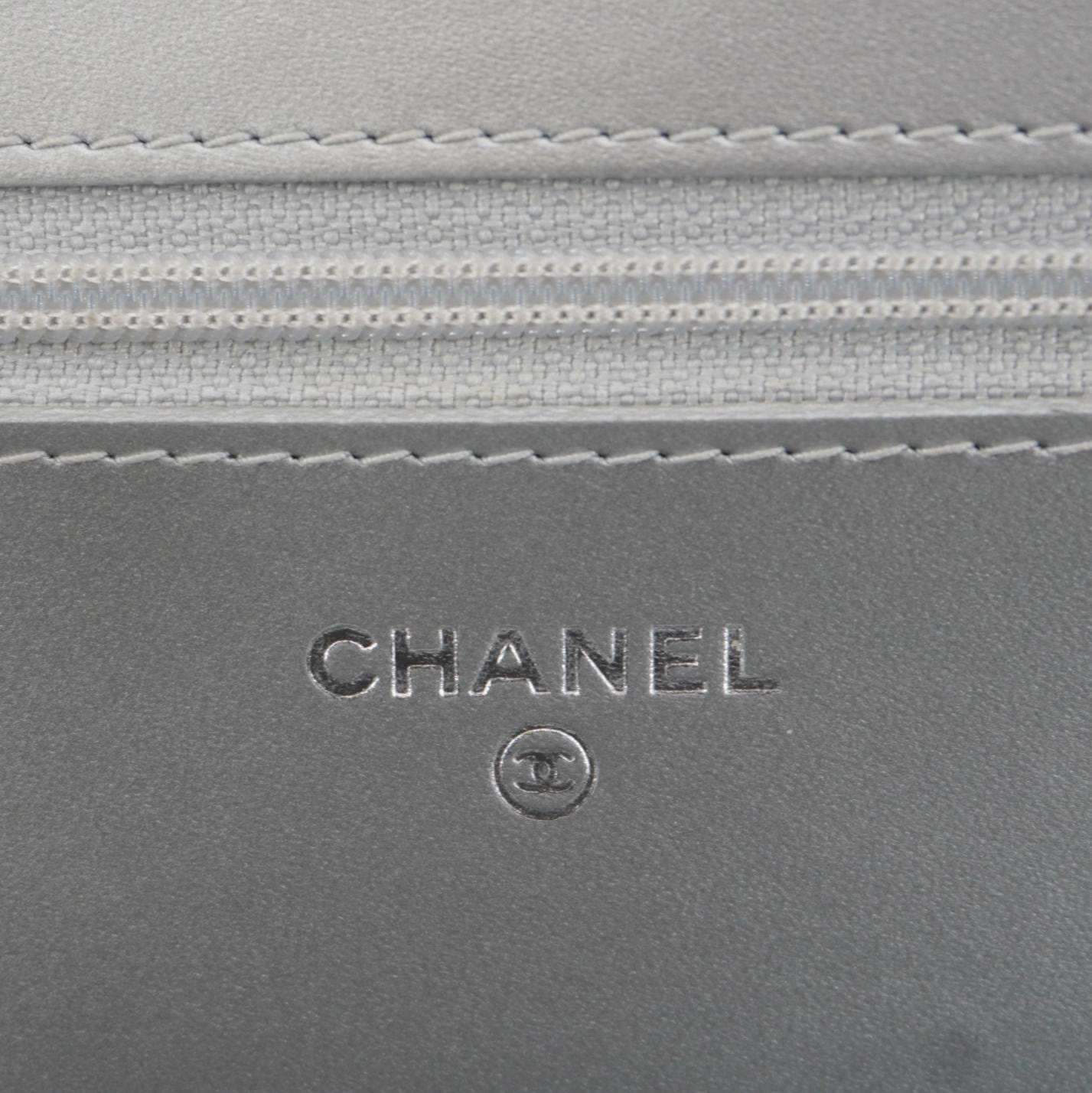 CHANEL Golden Class Quilted Leather Wallet on Chain Bag Silver
