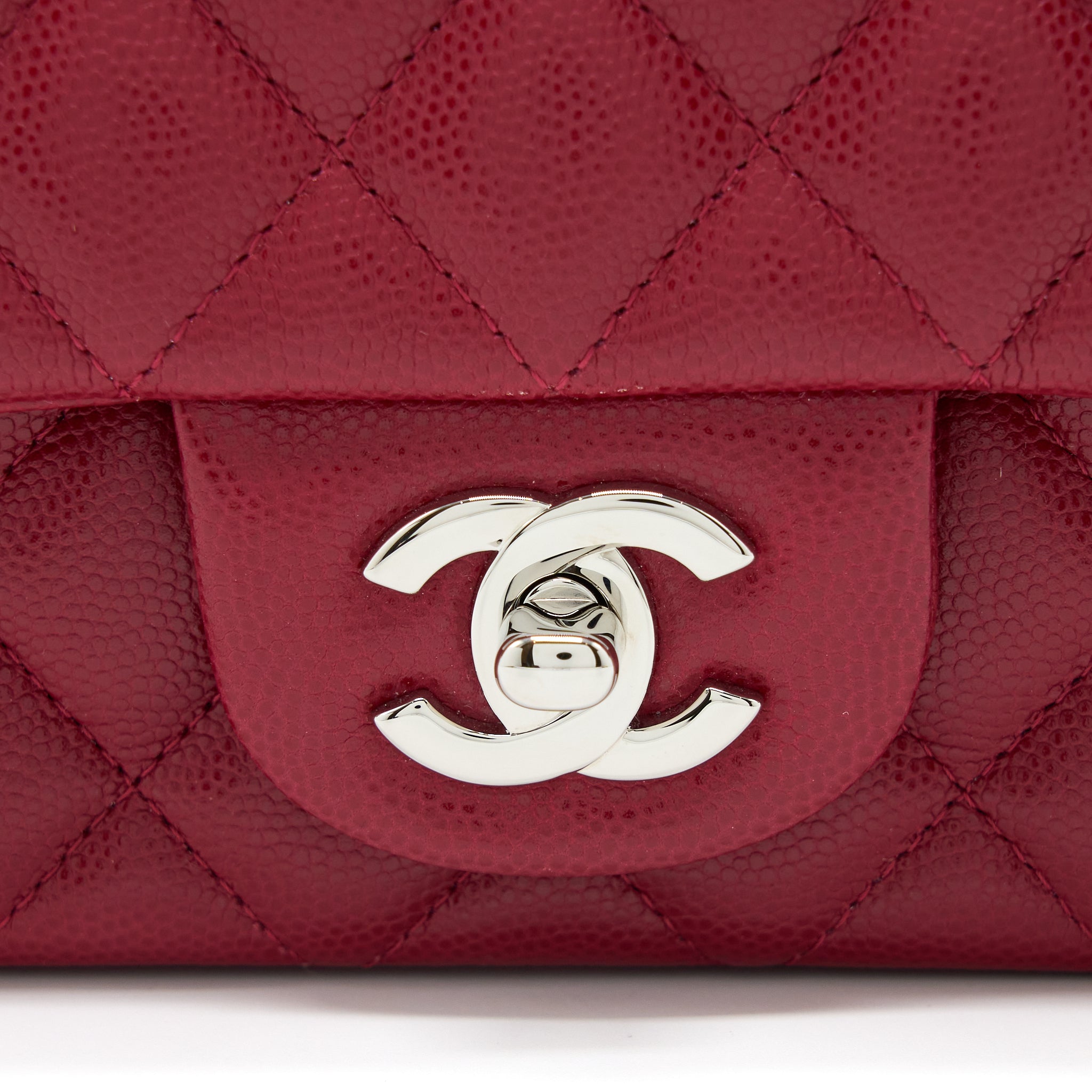 Chanel 18B Classic Mini Rectangular Flap Bag Caviar Dark Pink