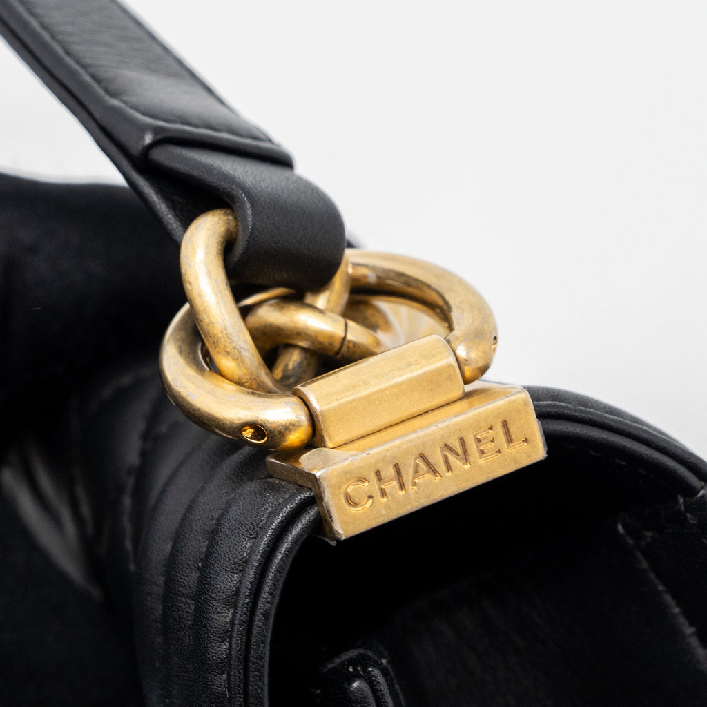 Chanel small boy bag calfskin black