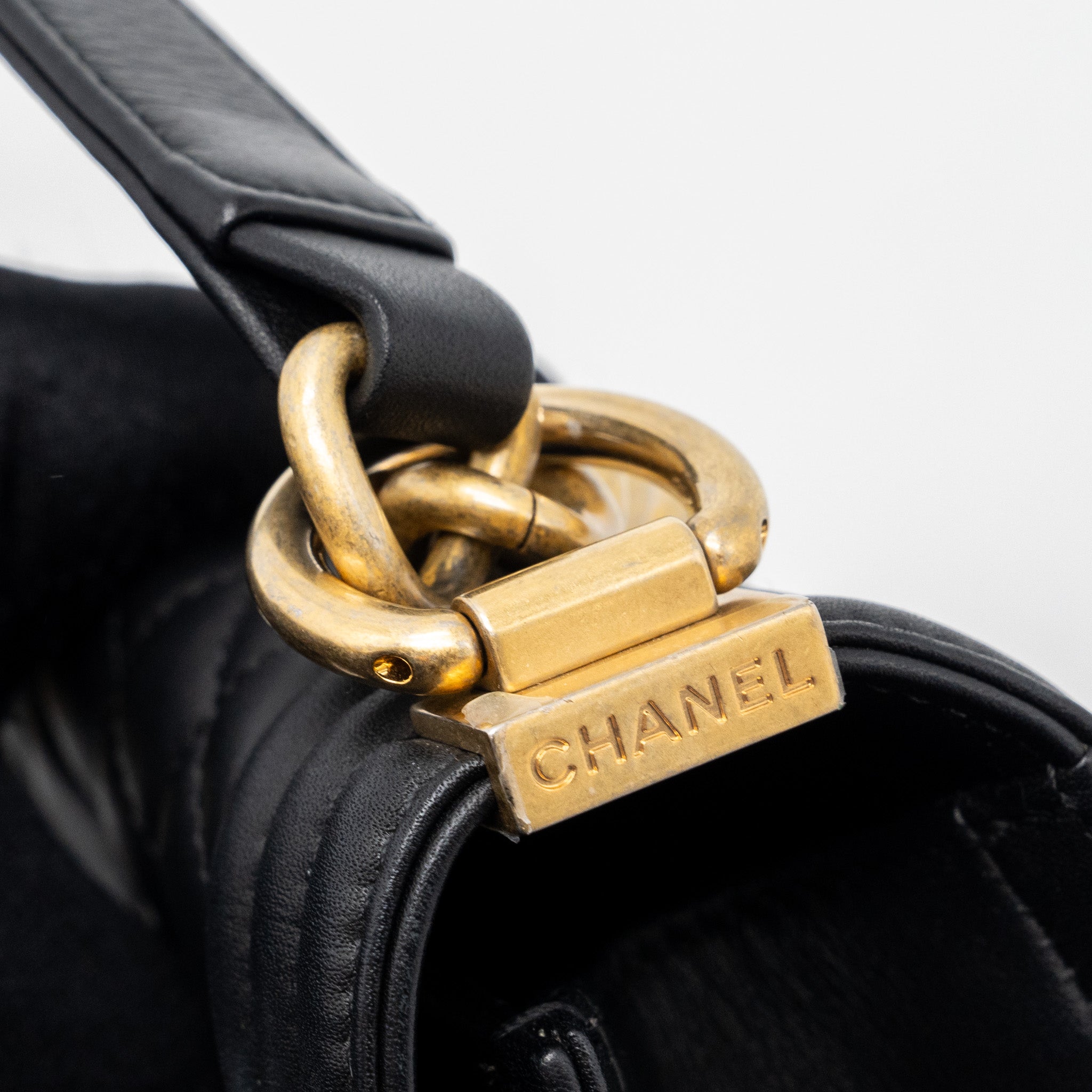 Chanel small boy bag calfskin black