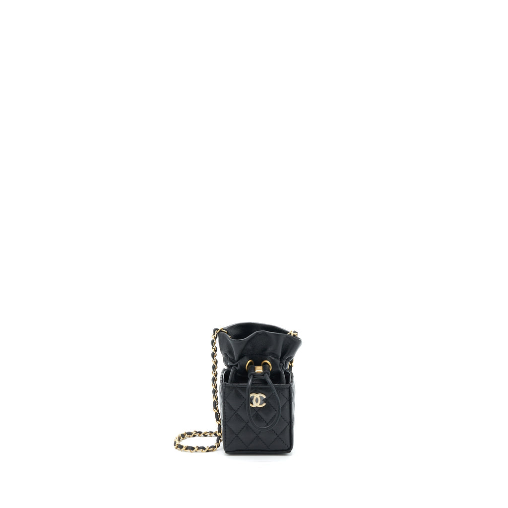Chanel Mini Vanity Pouch With Chain Lambskin Black