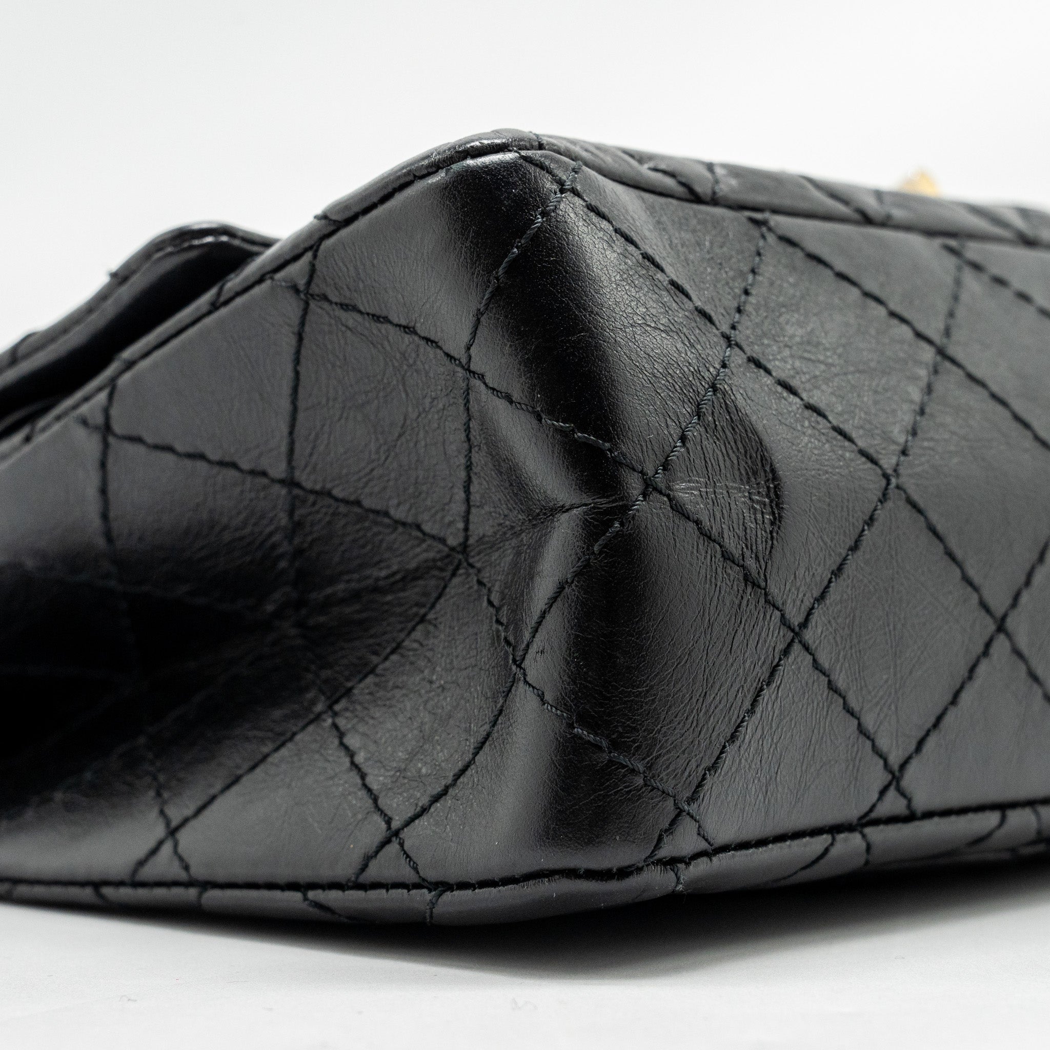 Chanel small 2.55 225 reissue flap bag aged calfskin black