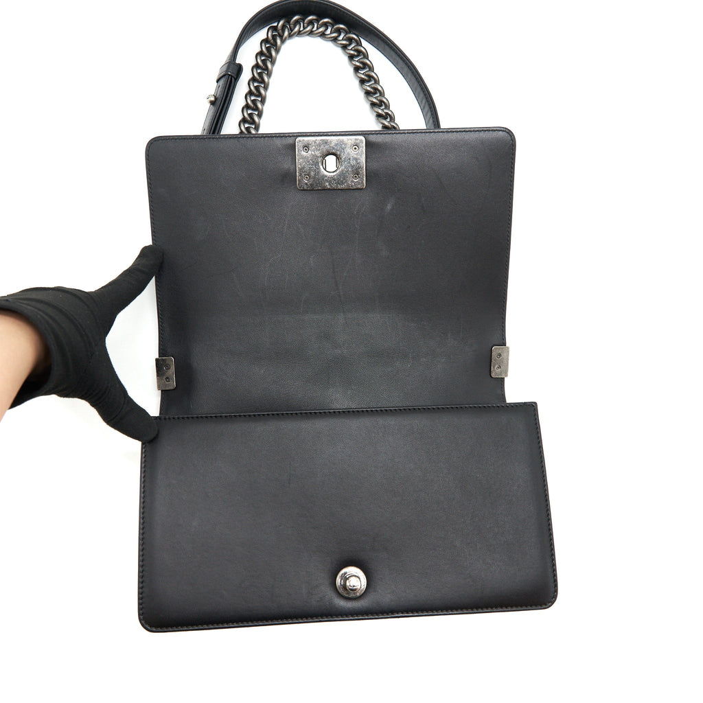Chanel medium boy black Lambskin Ruthenium