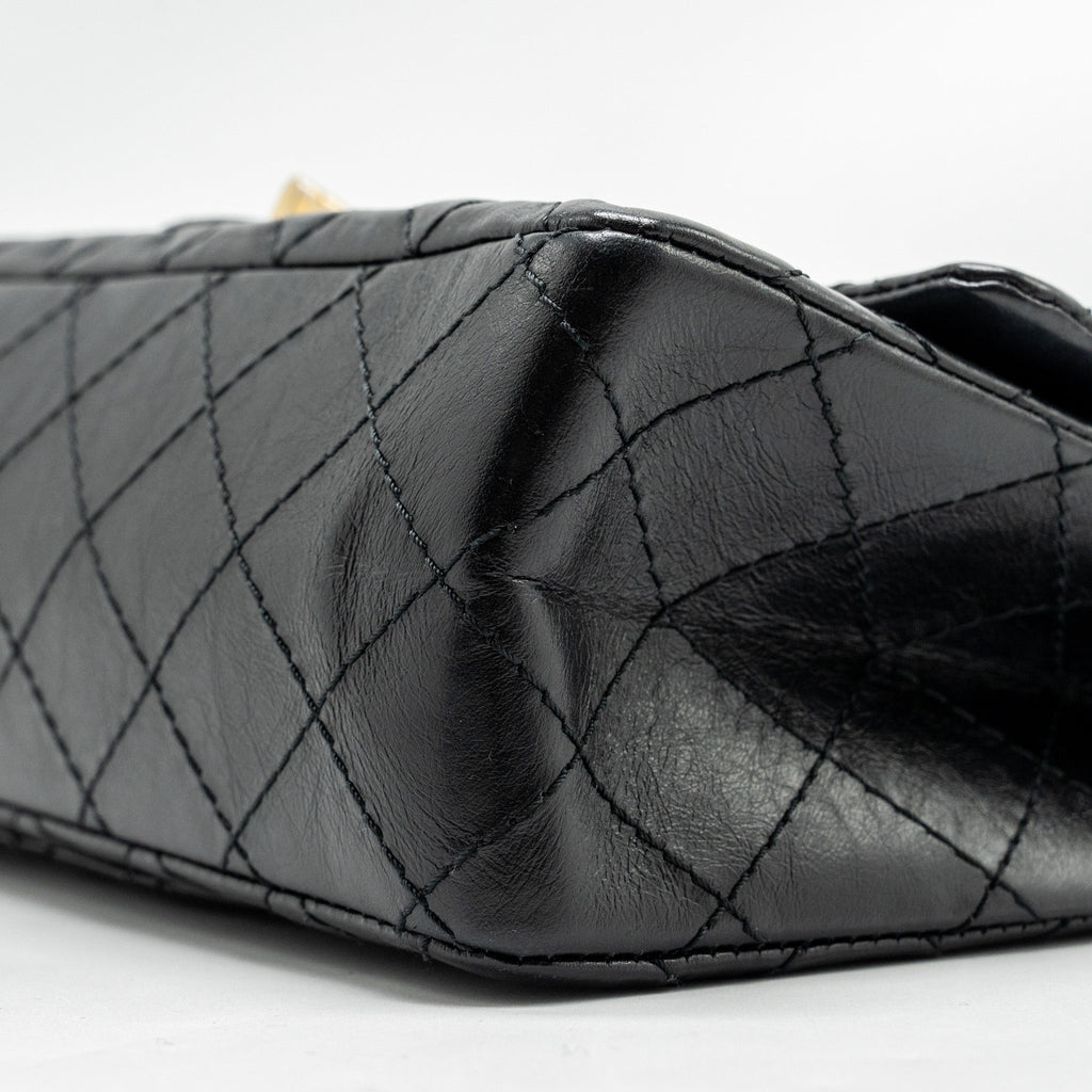 Chanel small 2.55 225 reissue flap bag aged calfskin black