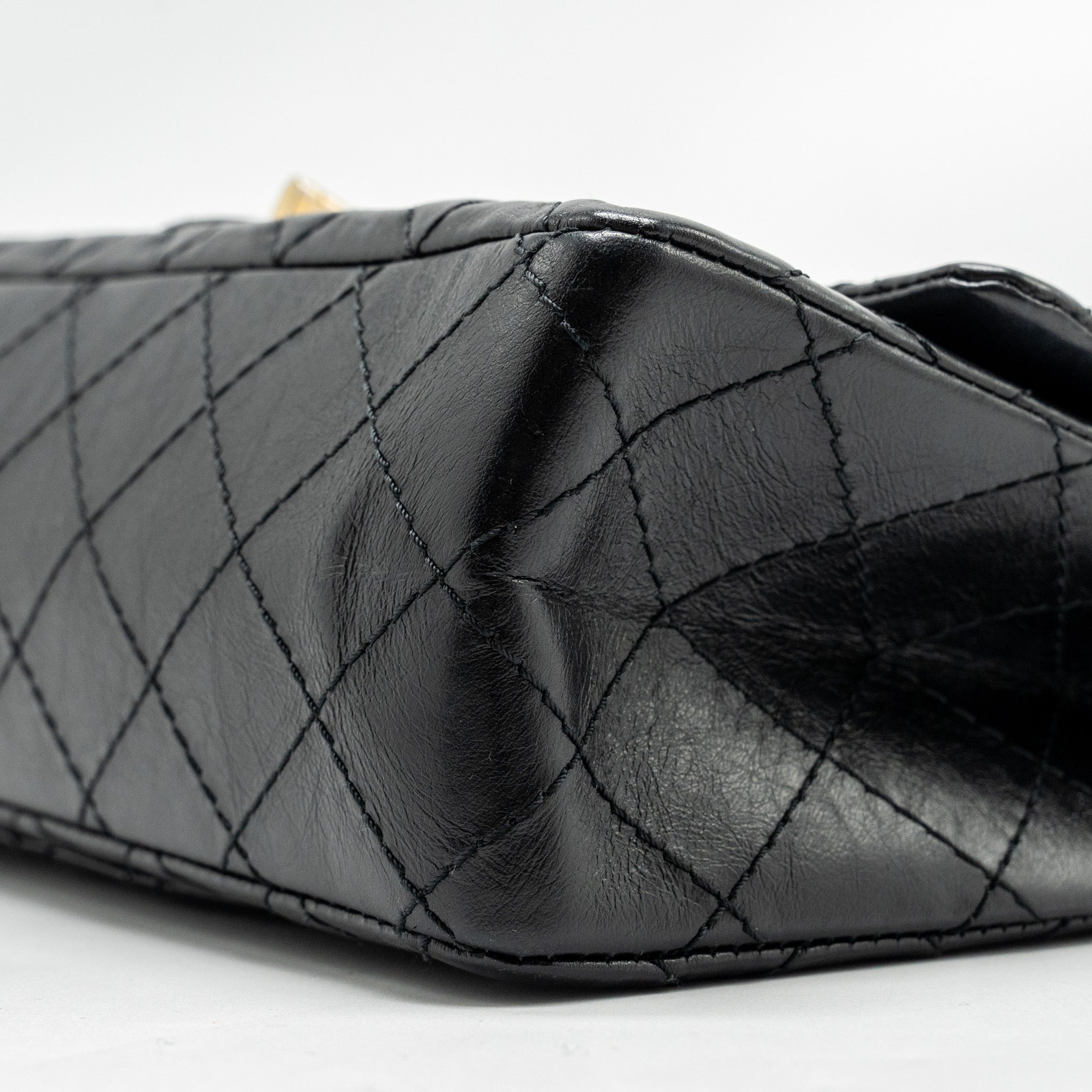 Chanel small 2.55 225 reissue flap bag aged calfskin black