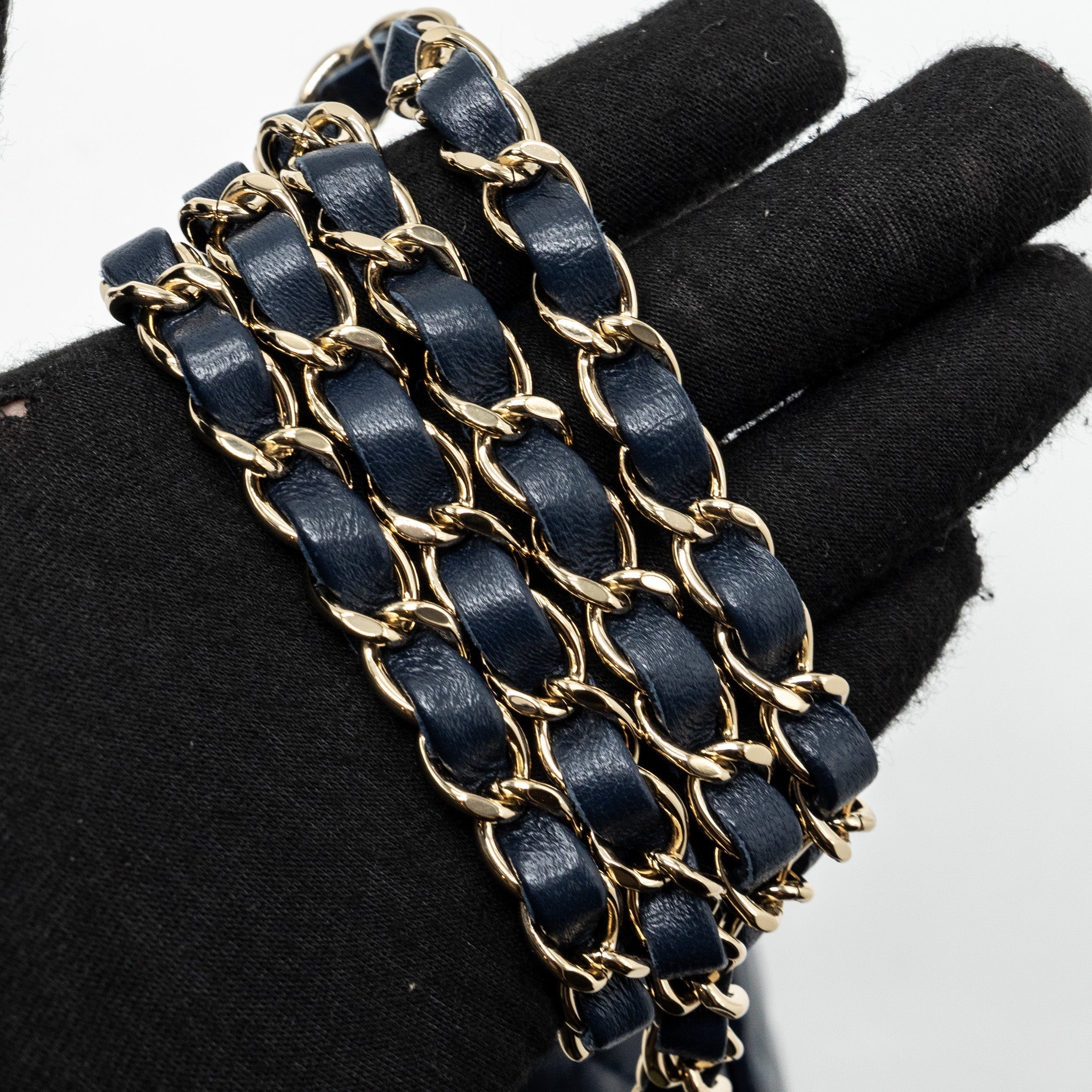 Chanel Classic Mini Square Flap Bag Lambskin Dark Blue L