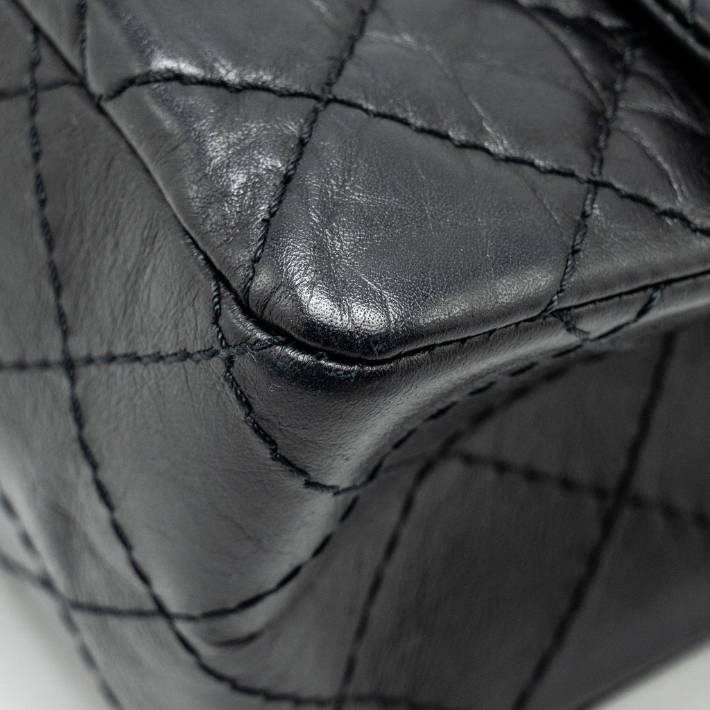 Chanel small 2.55 225 reissue flap bag aged calfskin black