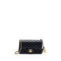Chanel 23C Pearl Crush Mini Rectangular Flap Bag Lambskin Black Brushed  (Microchip)