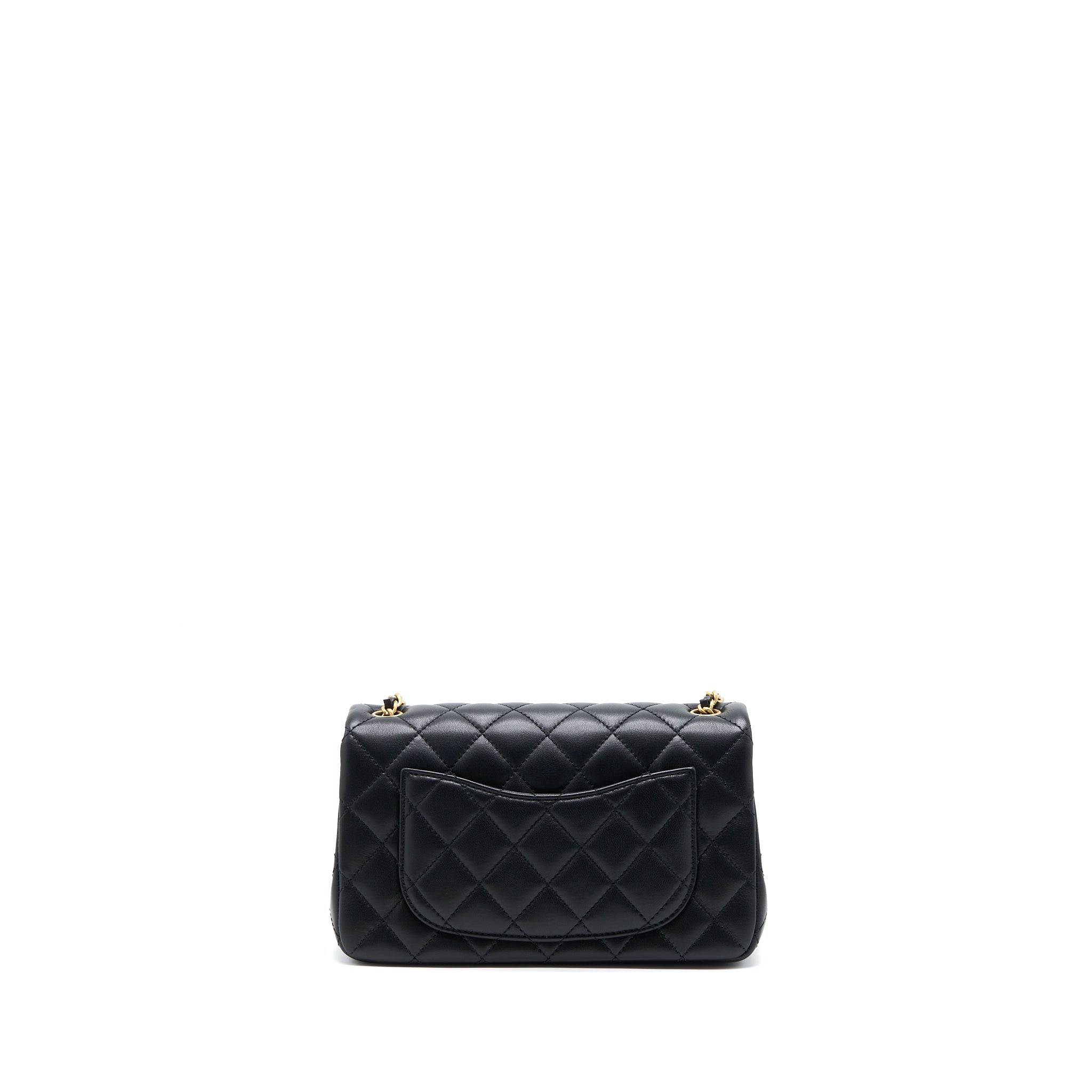 Chanel 23C Pearl Crush Mini Rectangular Flap Bag Lambskin Black Brushed  (Microchip)